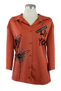 YX536 Camisa Con Estampado Flor y Zipper
