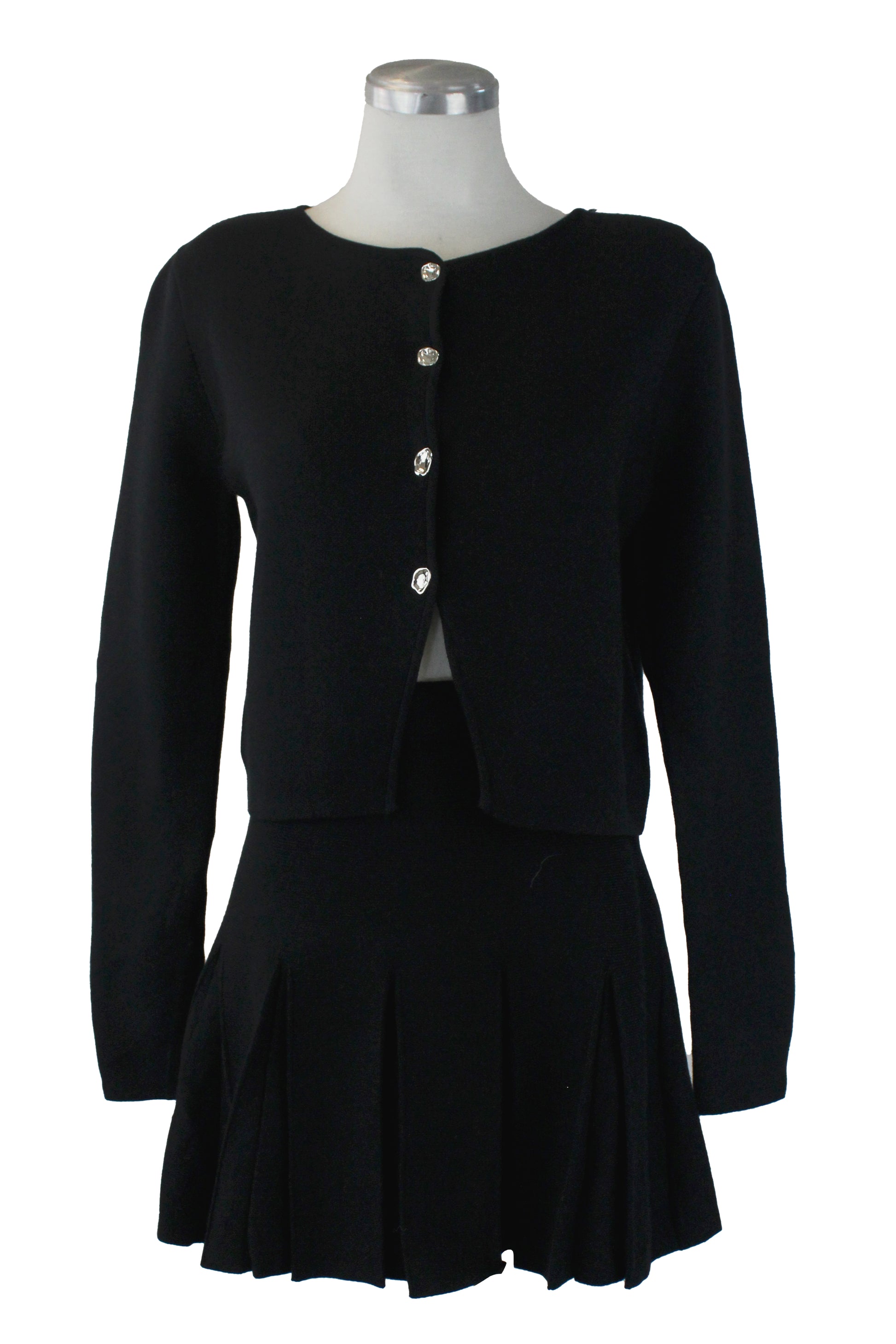 H865 Conjunto con Falda Tipo Suéter Botones Irregulares