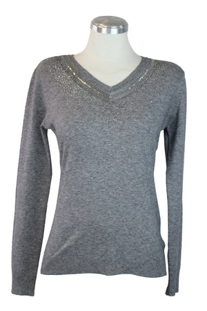 OJ-2717 Sueter Cuello V con Linea Encaje y Brillo