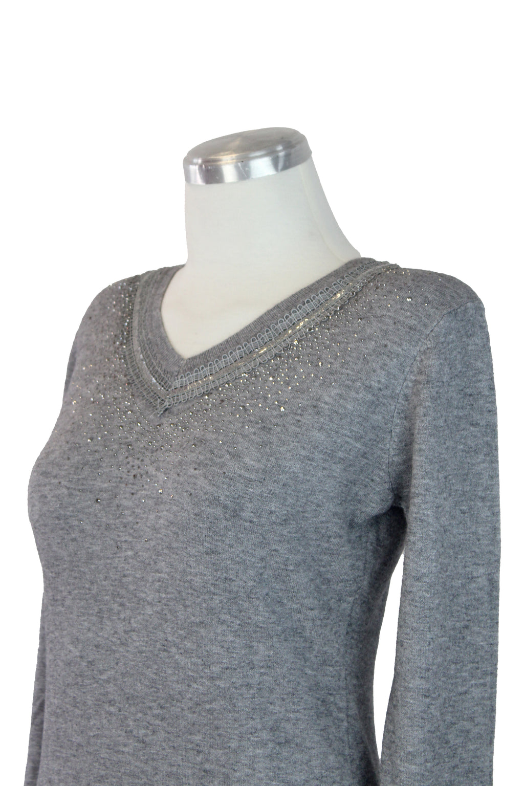 OJ-2717 Sueter Cuello V con Linea Encaje y Brillo
