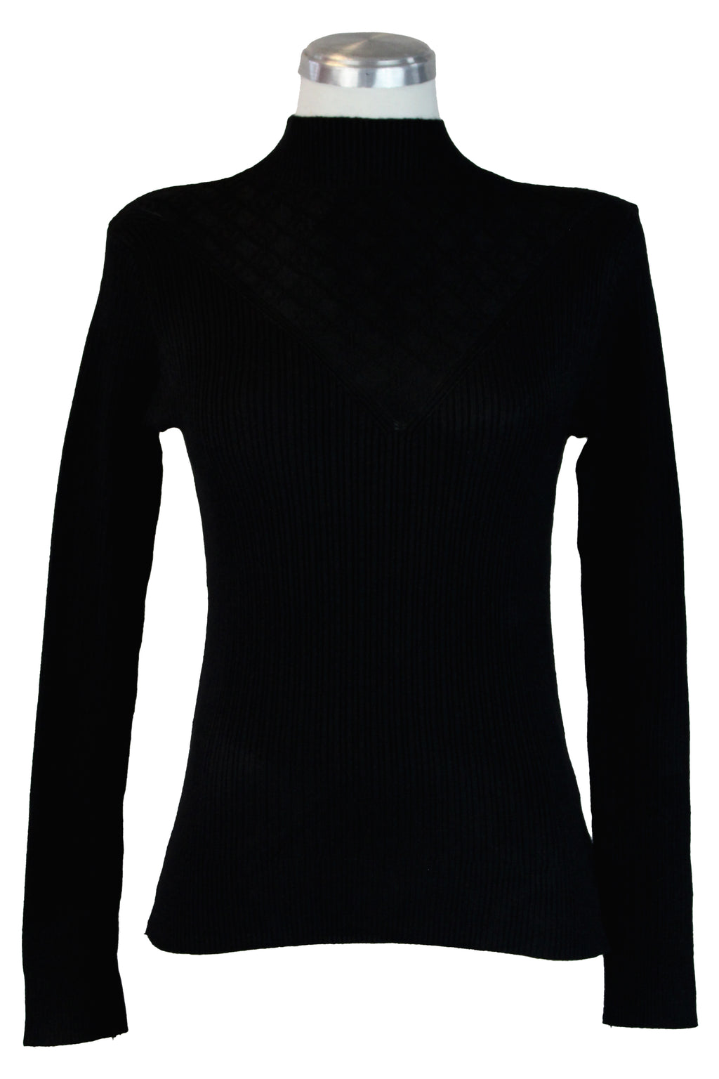 23-0048 Suéter Tejido Punto y Rayas Cuello Tortuga