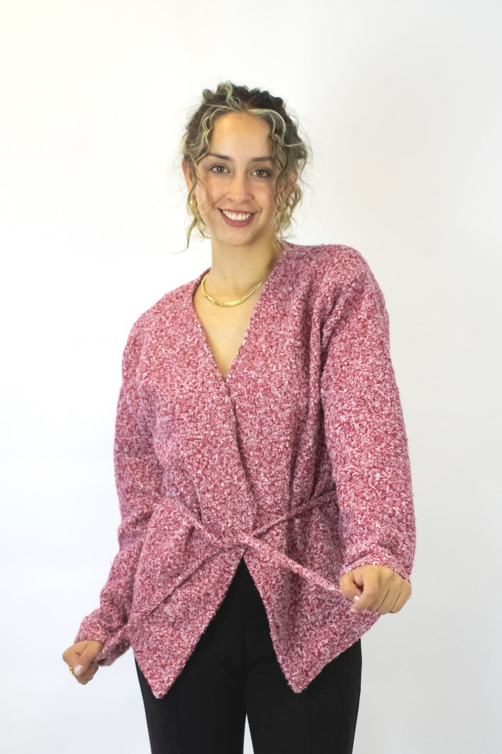 1314TEJ Suéter Afelpado con Ceñidor de Jareta