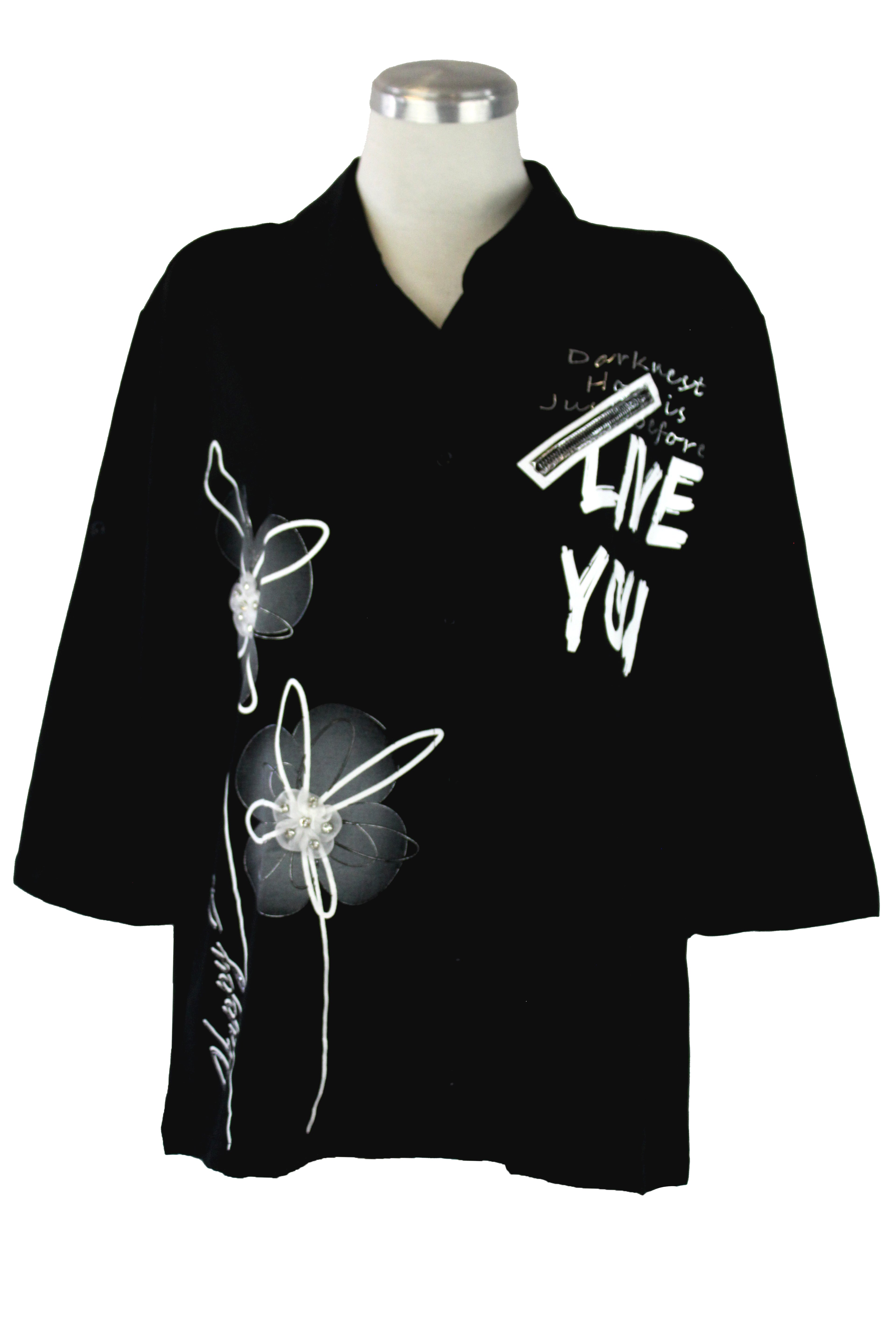 YX536 Camisa Con Estampado Flor y Zipper