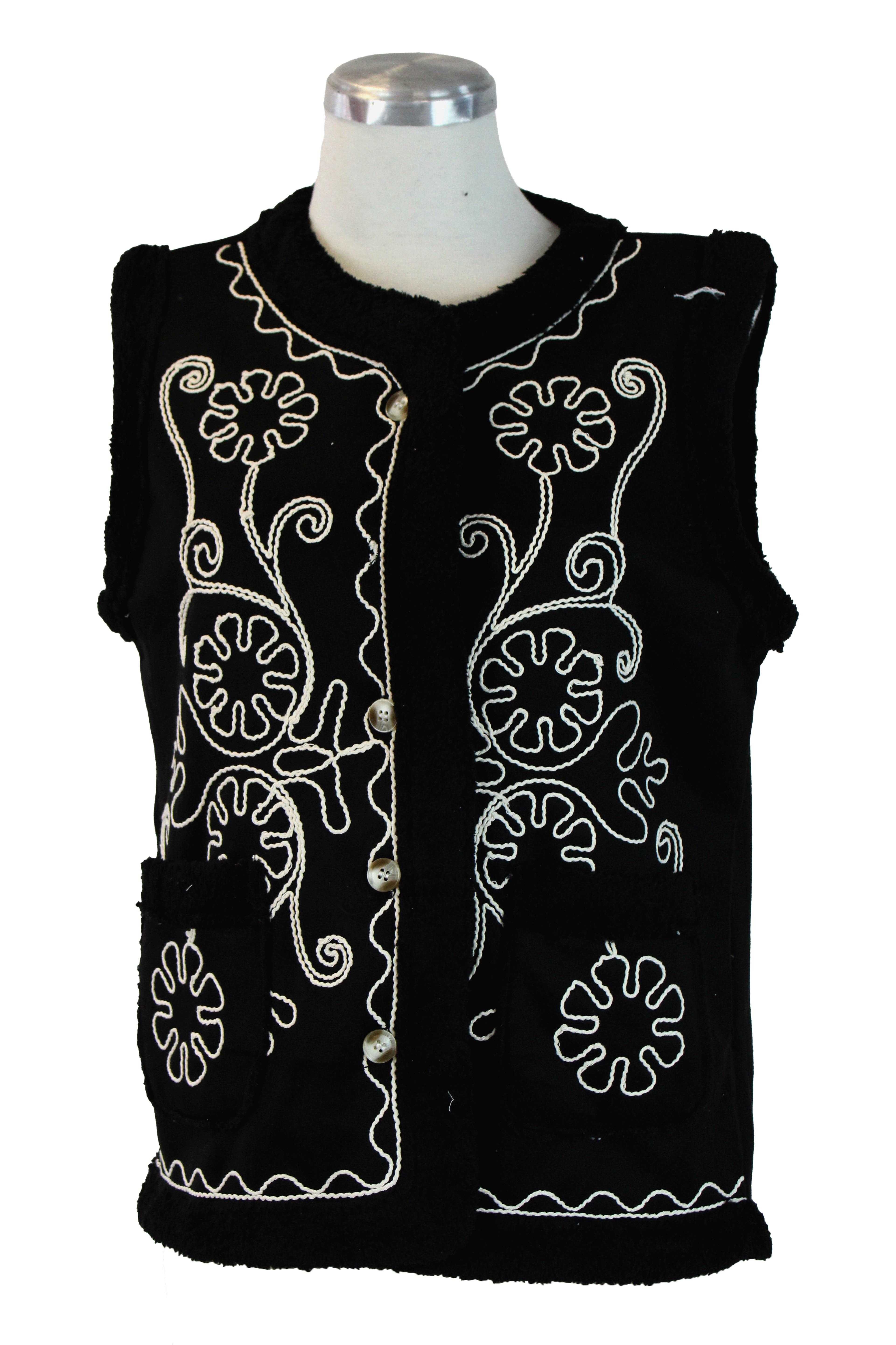 XJ-3230 Chaleco con Bordado y Orillas Afelpadas