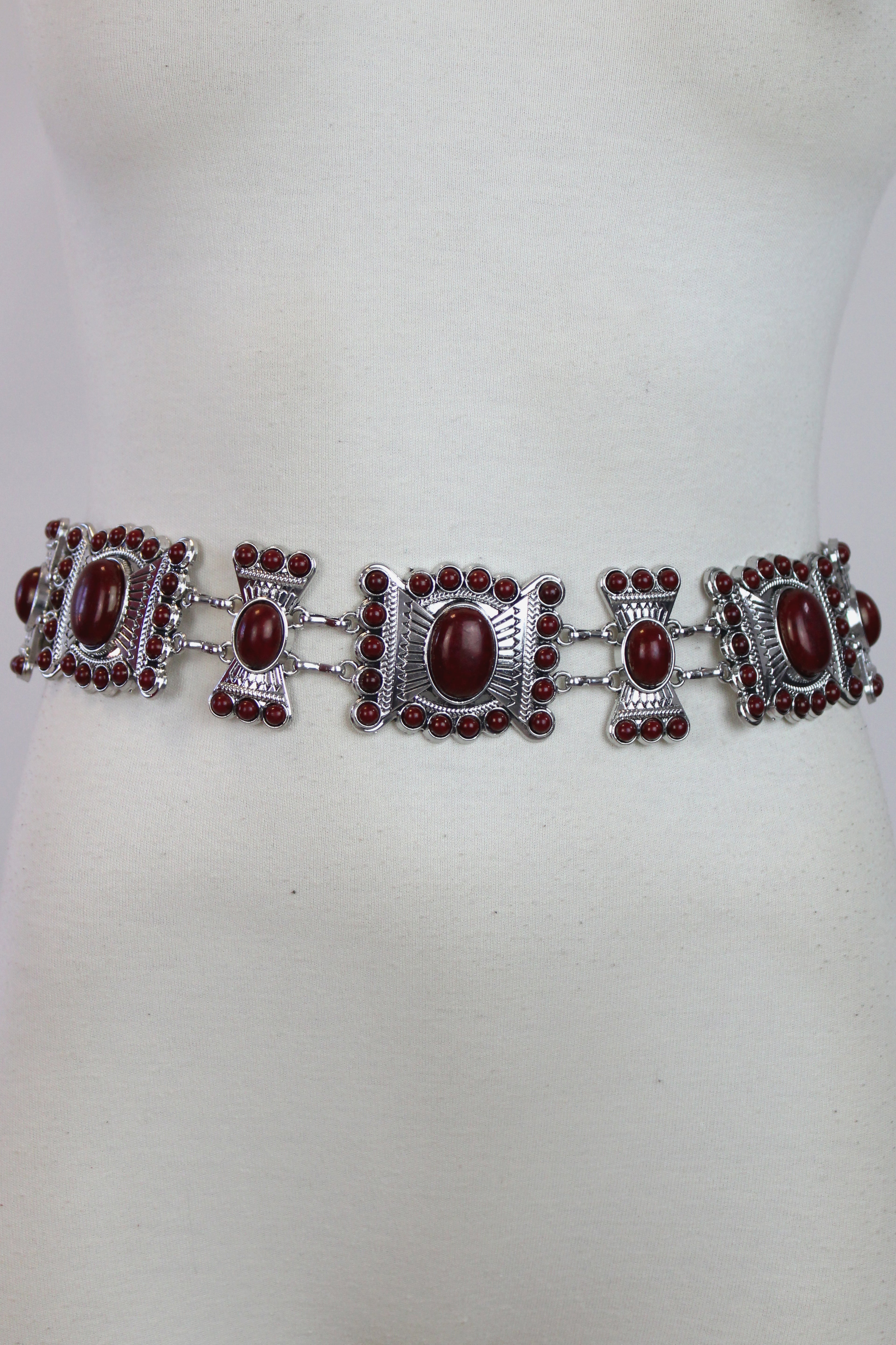 8427 Cinto Metal Cuadros con Piedras