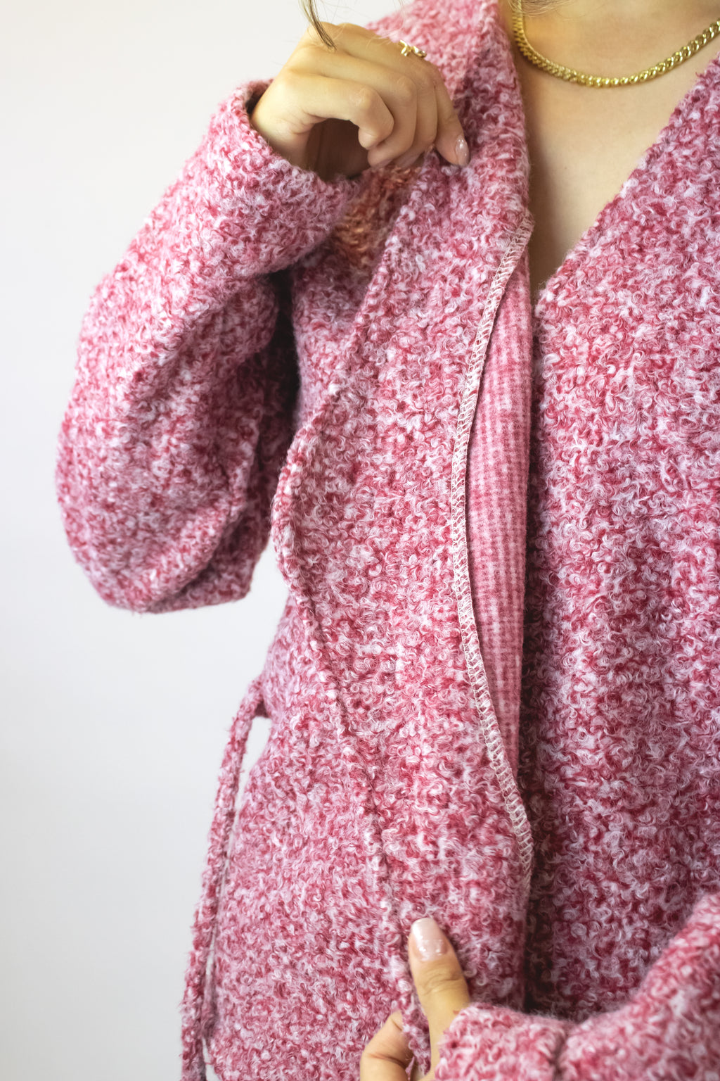 1314TEJ Suéter Afelpado con Ceñidor de Jareta