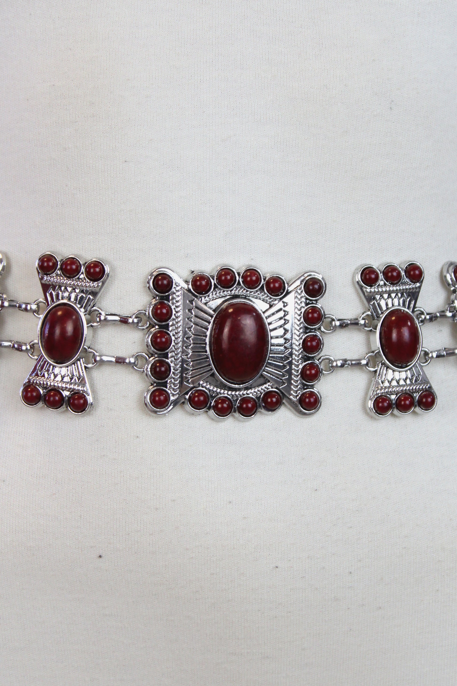 8427 Cinto Metal Cuadros con Piedras