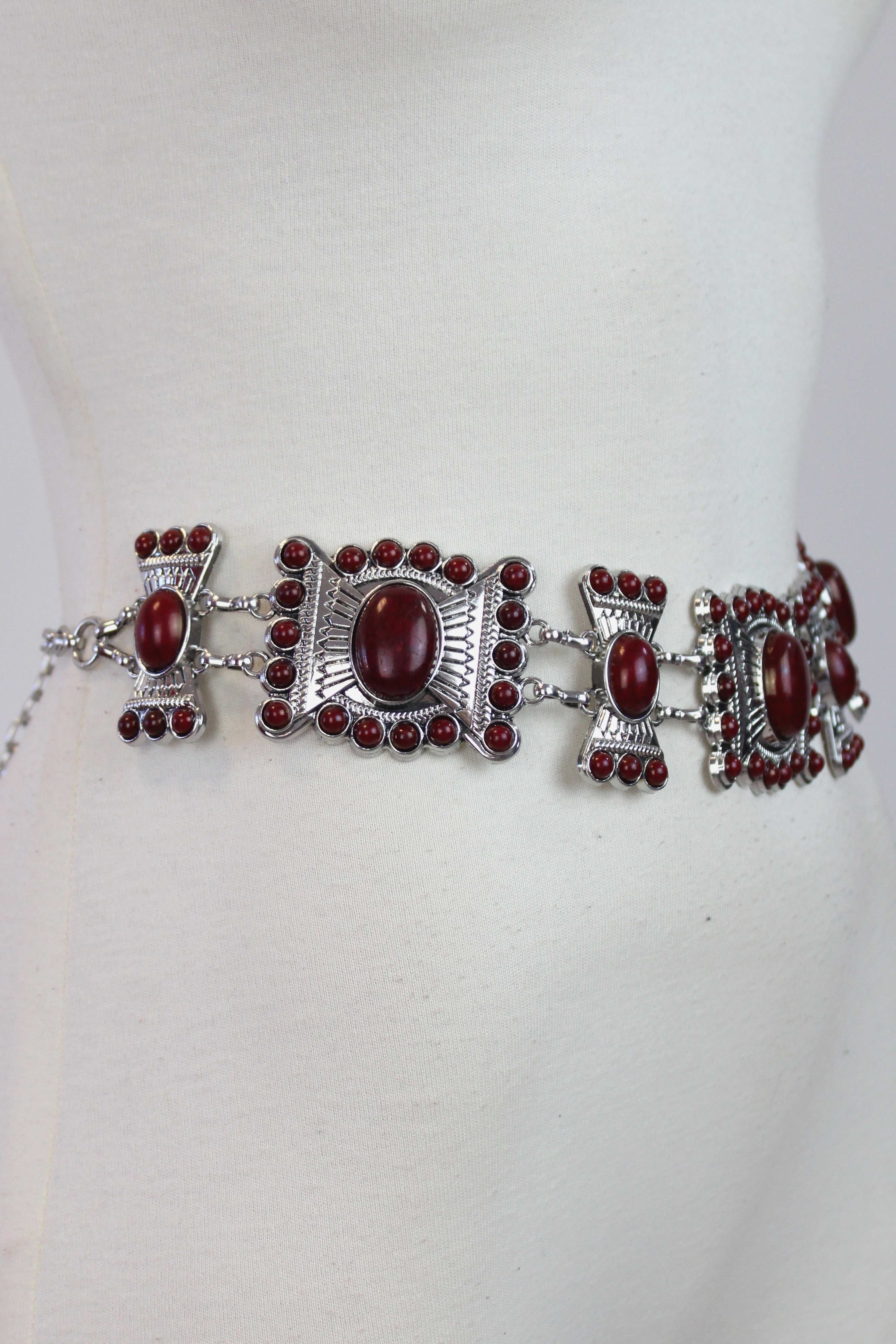 8427 Cinto Metal Cuadros con Piedras