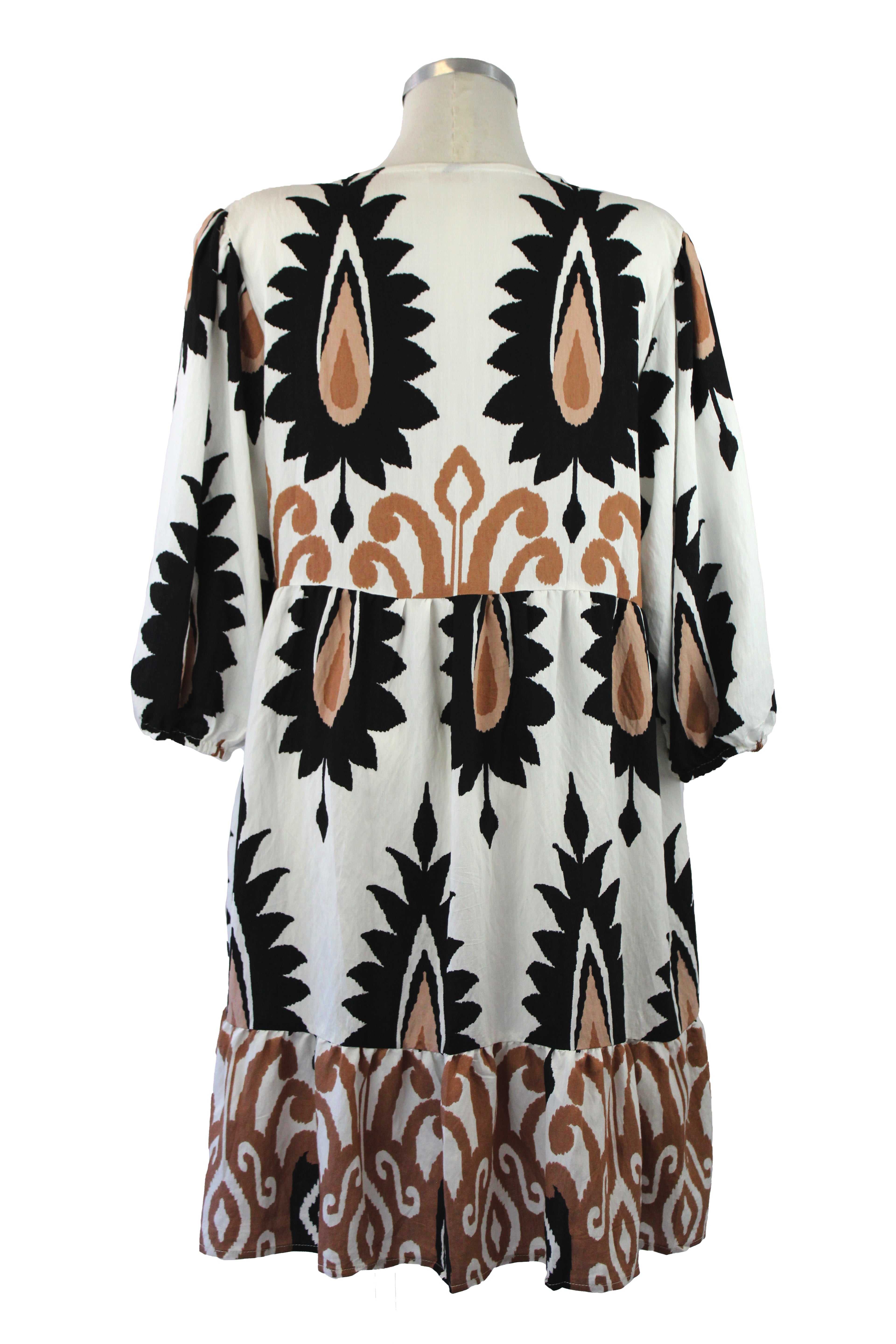 E301 Vestido Estampado Hojas Con Barbas