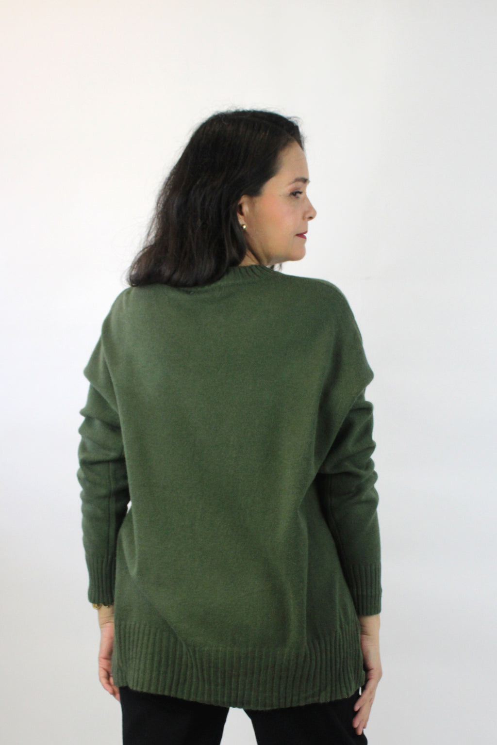 1275 Suéter Tejido Cuello V Trenza a los Costados