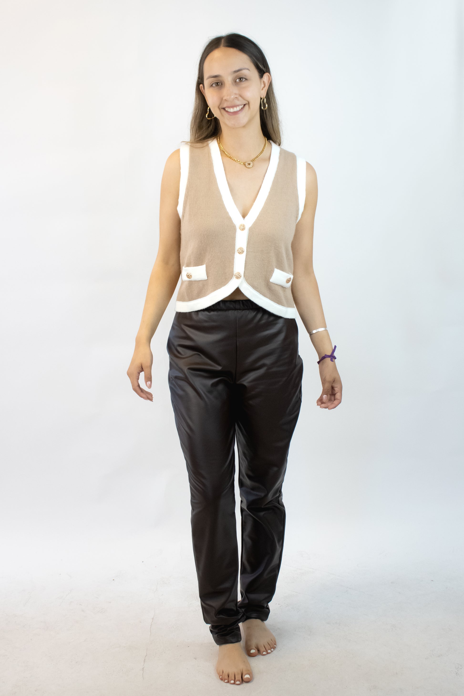 LK02644 Legging Vinipiel Afelpado Elastico Delgado