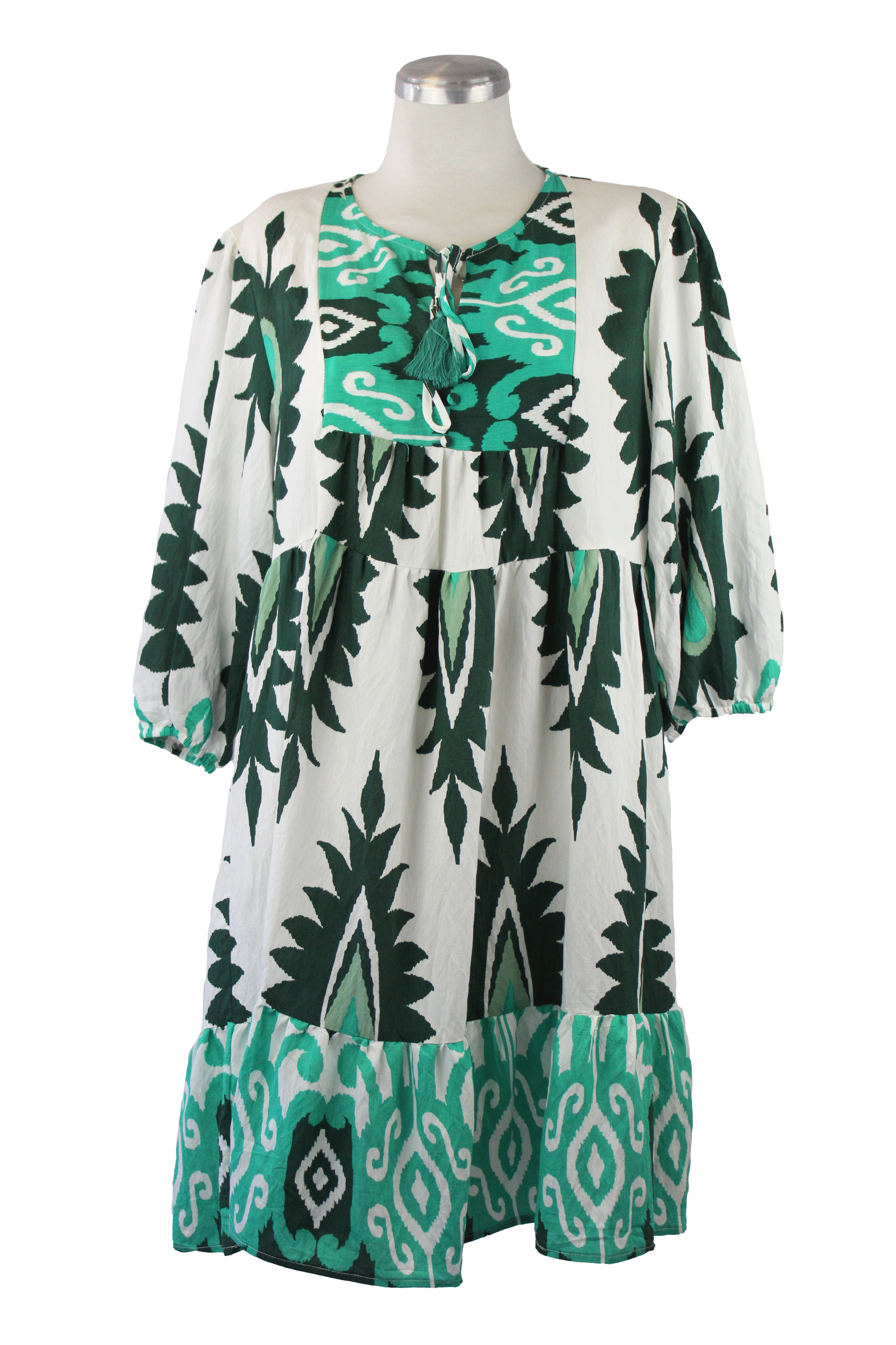 E301 Vestido Estampado Hojas Con Barbas