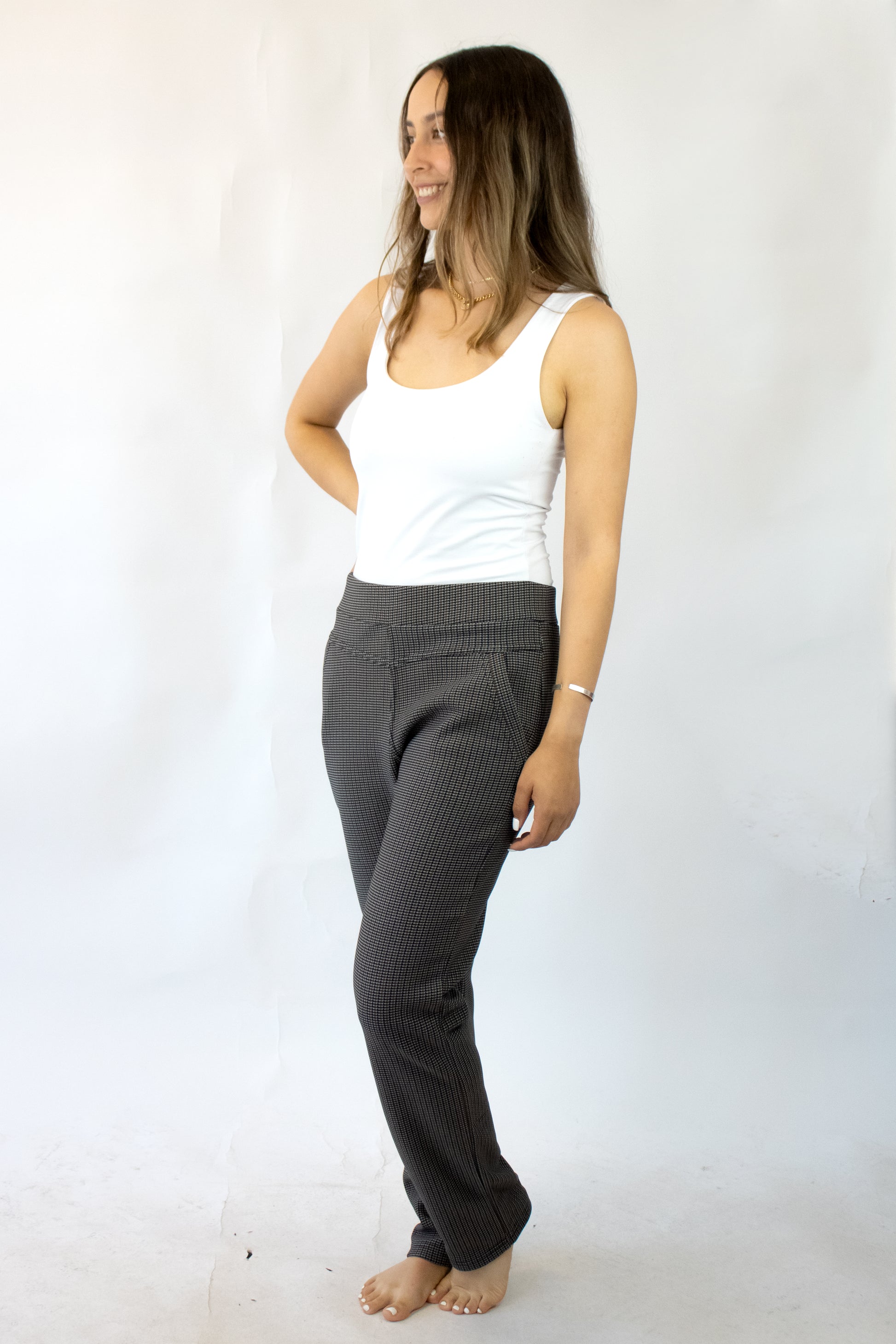 JW3159 Pantalón a Cuadros Con Elástico Superior
