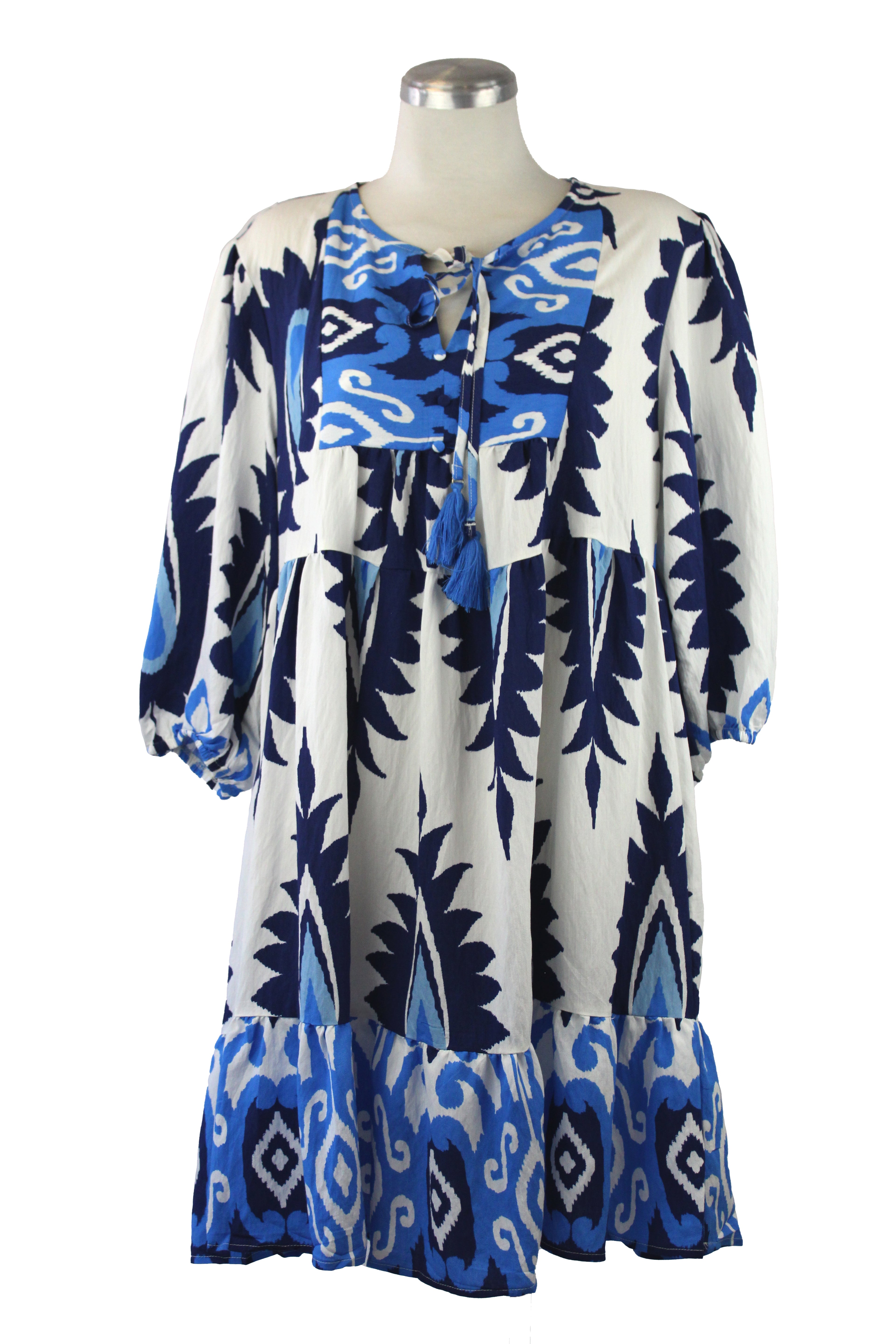 E301 Vestido Estampado Hojas Con Barbas