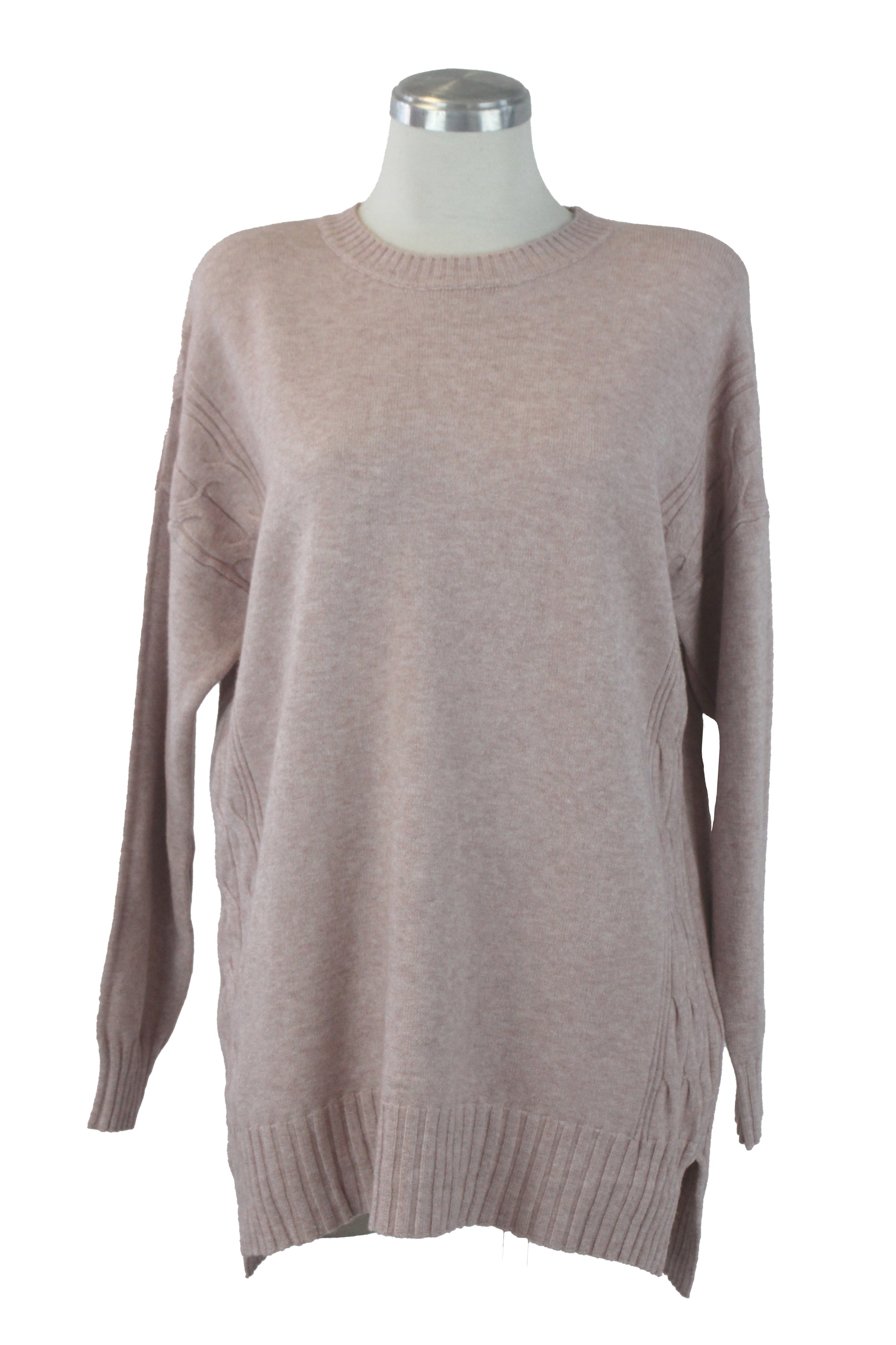 3238 Suéter Tejido y Doble Trenza a los Costados