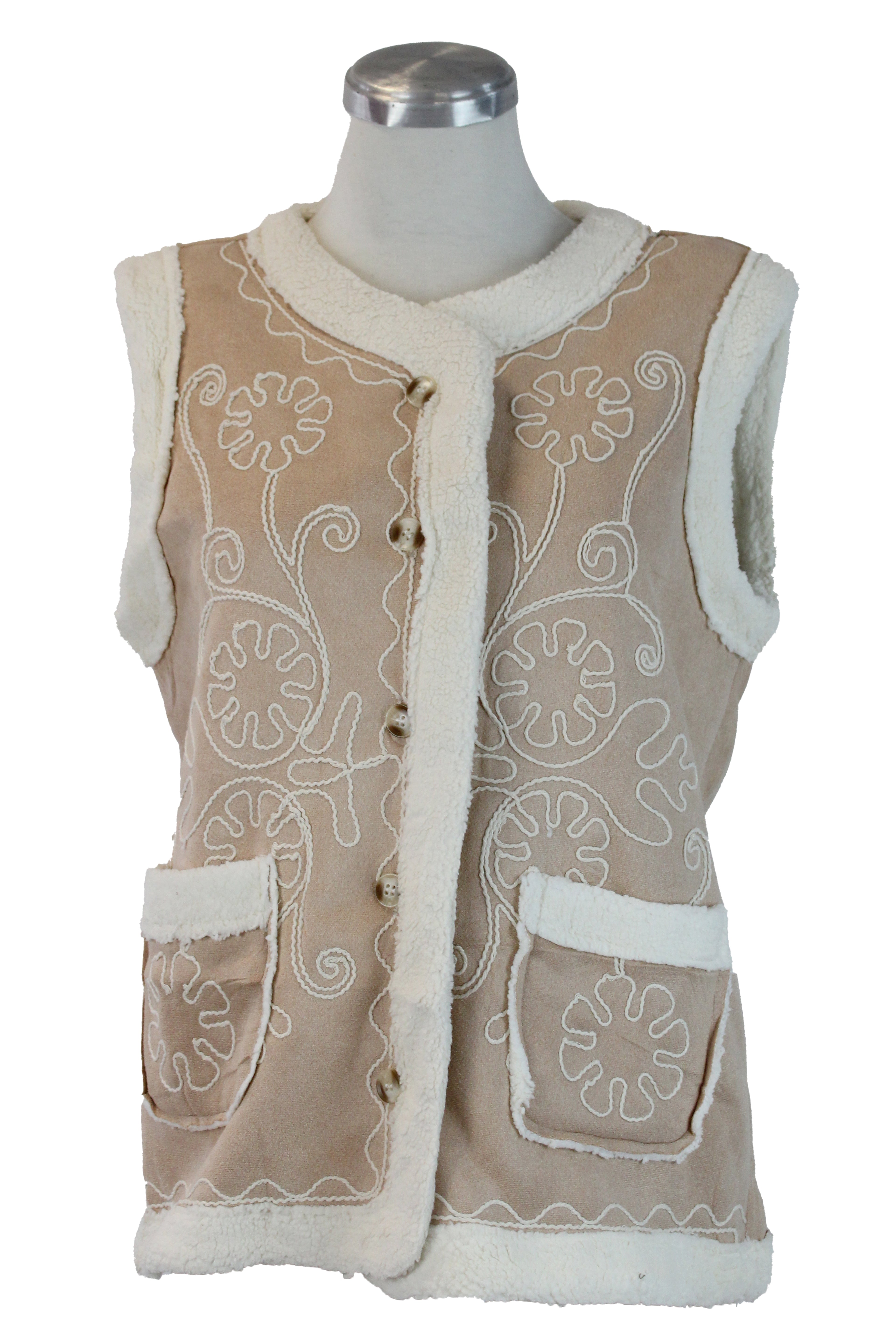 XJ-3230 Chaleco con Bordado y Orillas Afelpadas