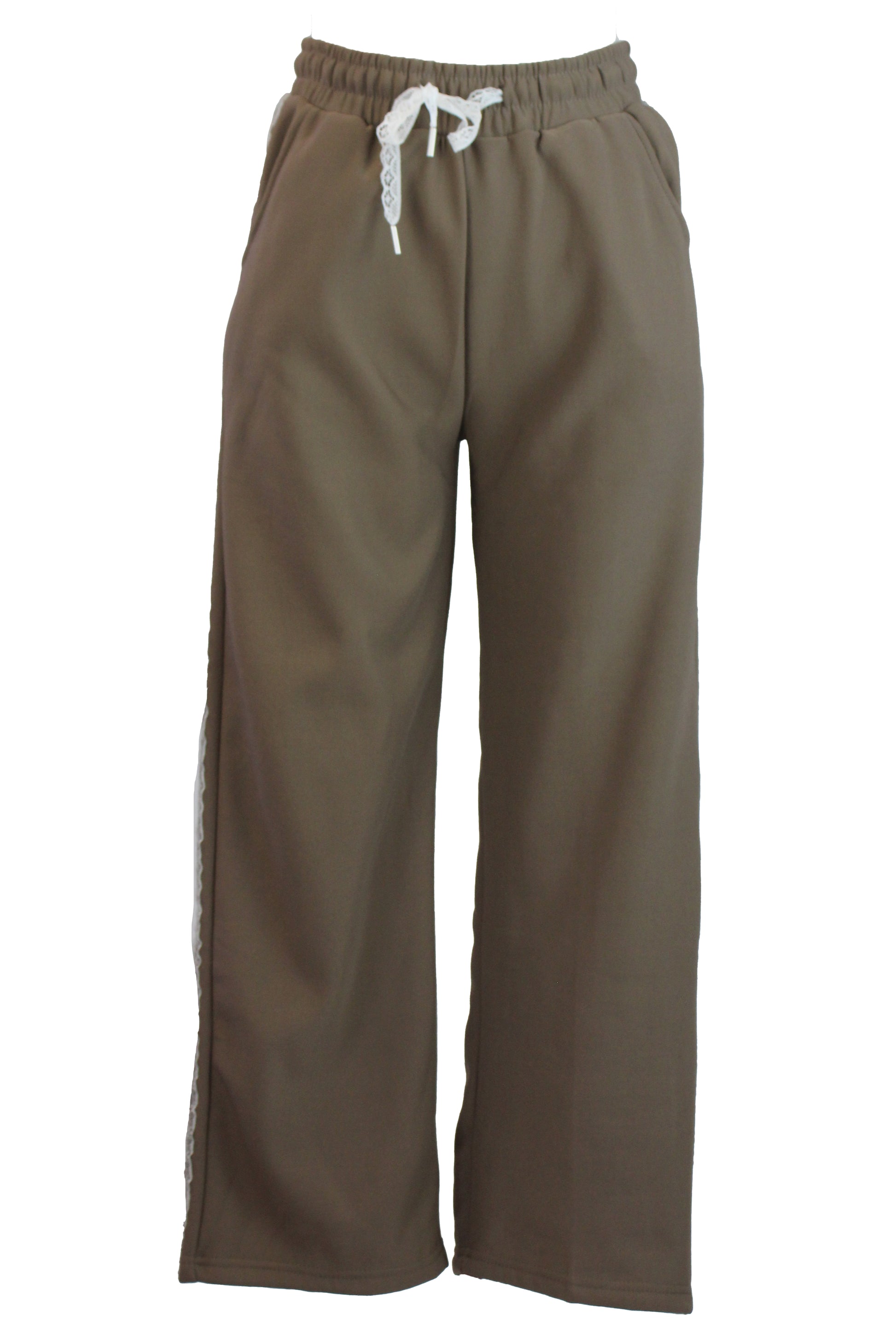 K0650 Pantalón Recto con Elástico Y Encaje Lateral