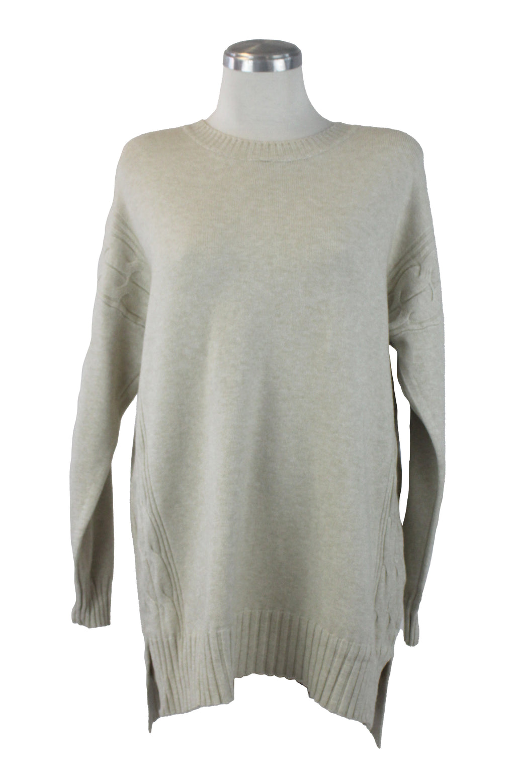 3238 Suéter Tejido y Doble Trenza a los Costados