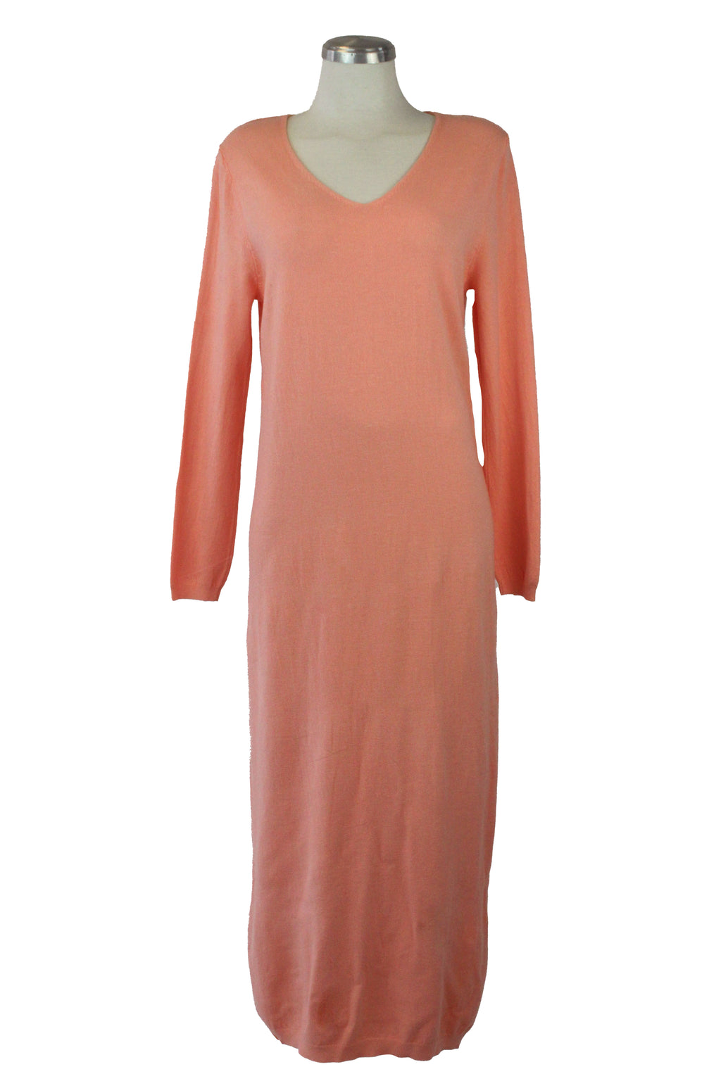 23-0008 Vestido Tipo Suéter Liso Cuello V