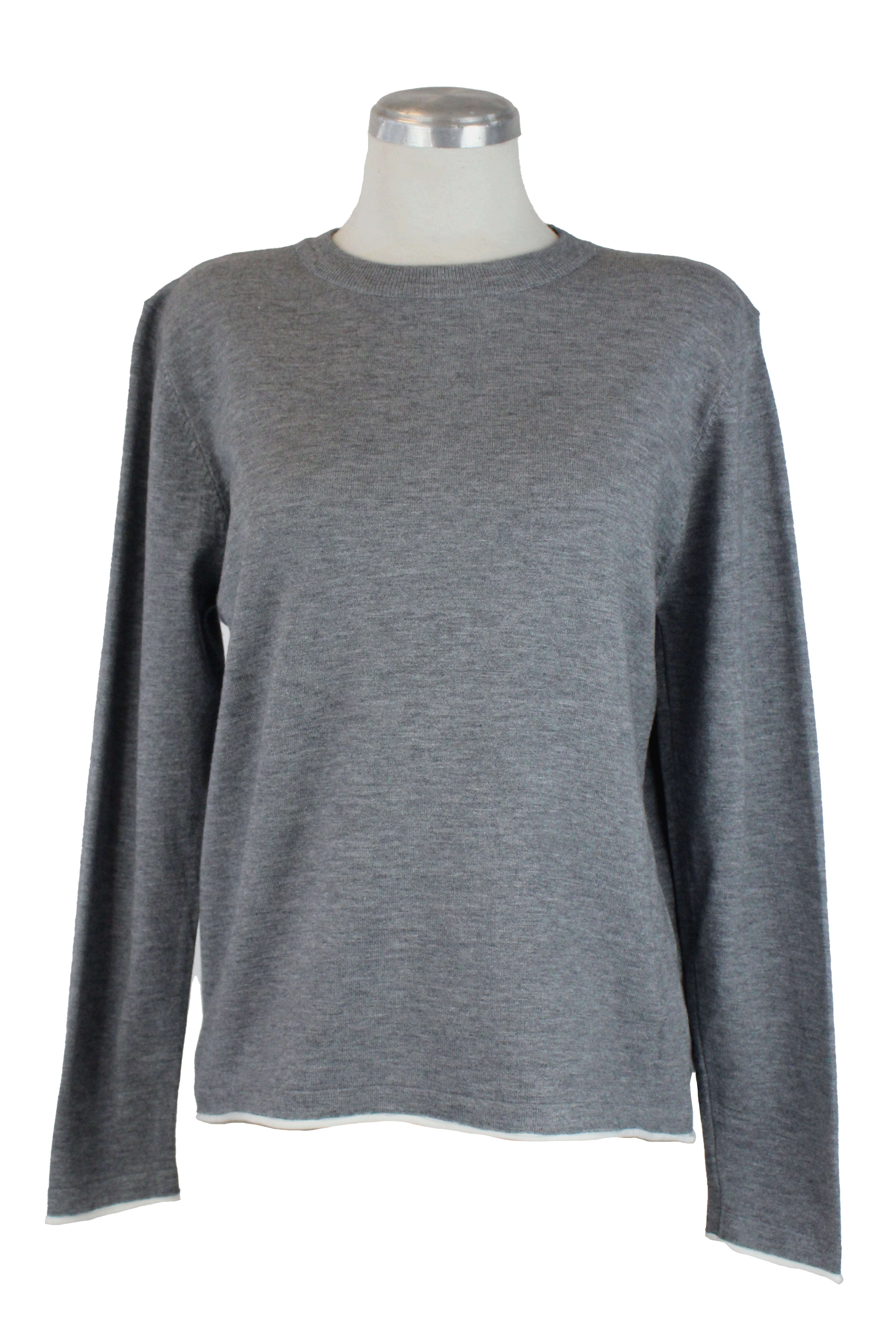 L1623 Suéter Liso Doble Costura Inferior