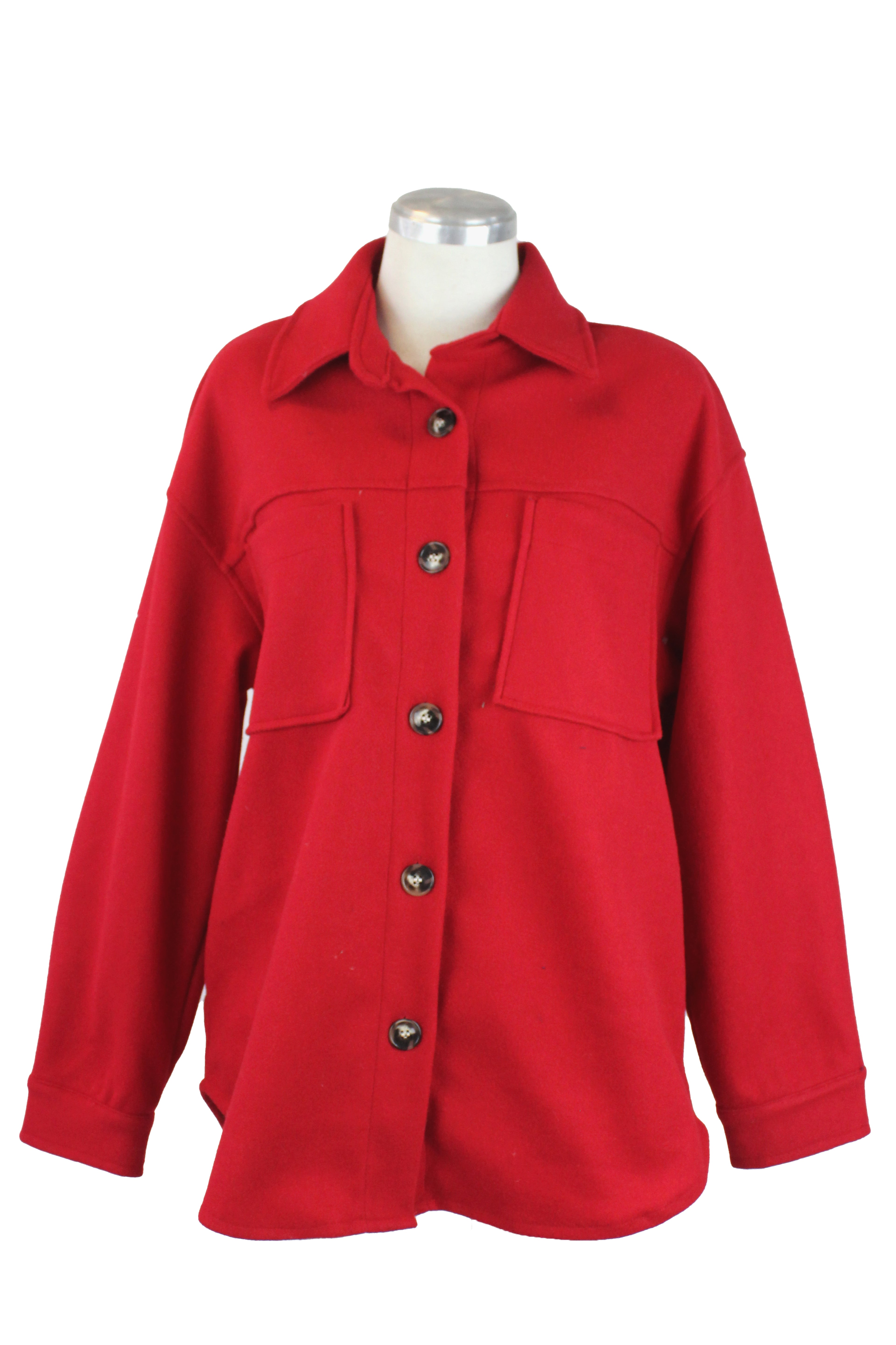 2576 Saco Afelpado con Bolsos y Botones Marmoleados