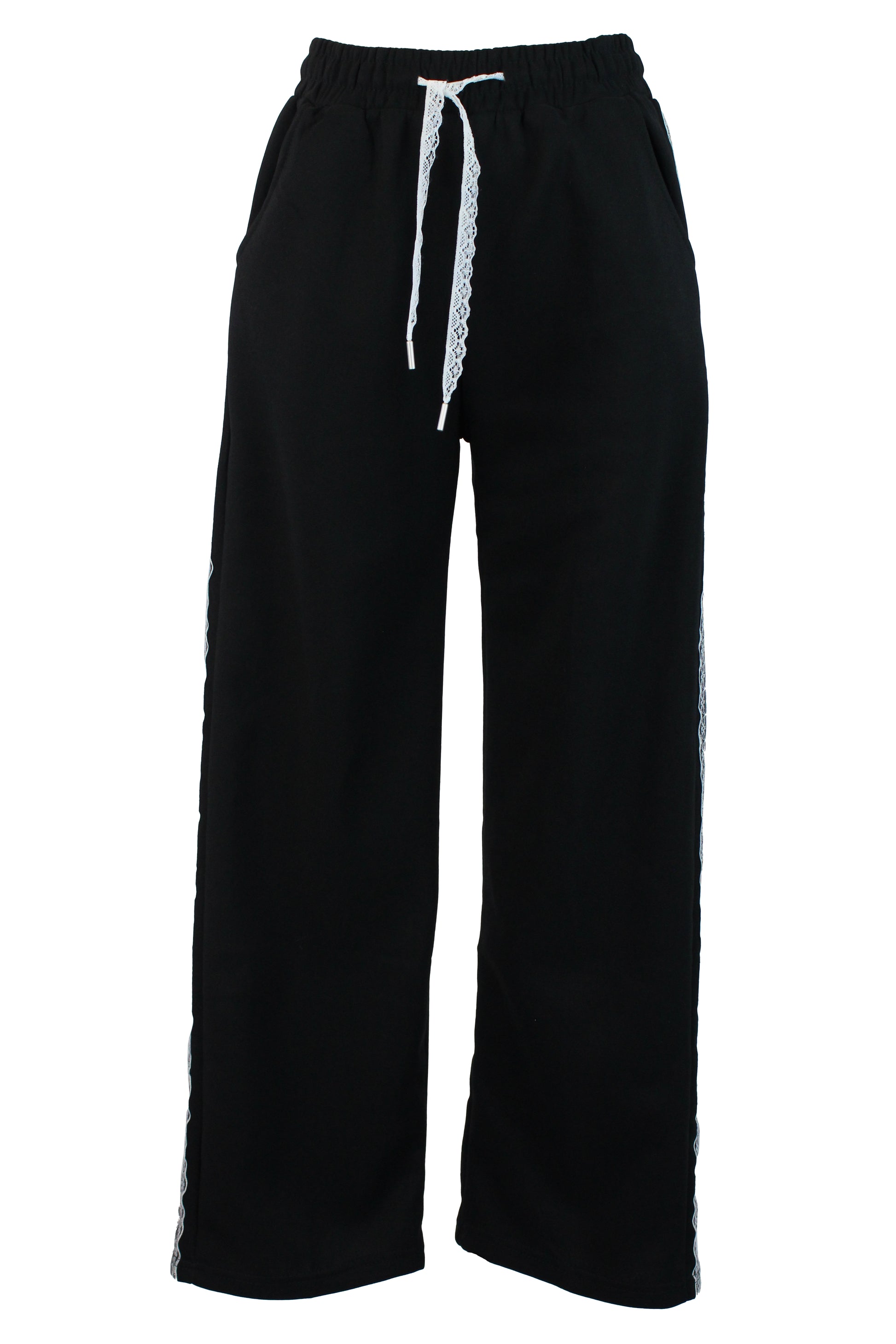 K0650 Pantalón Recto con Elástico Y Encaje Lateral
