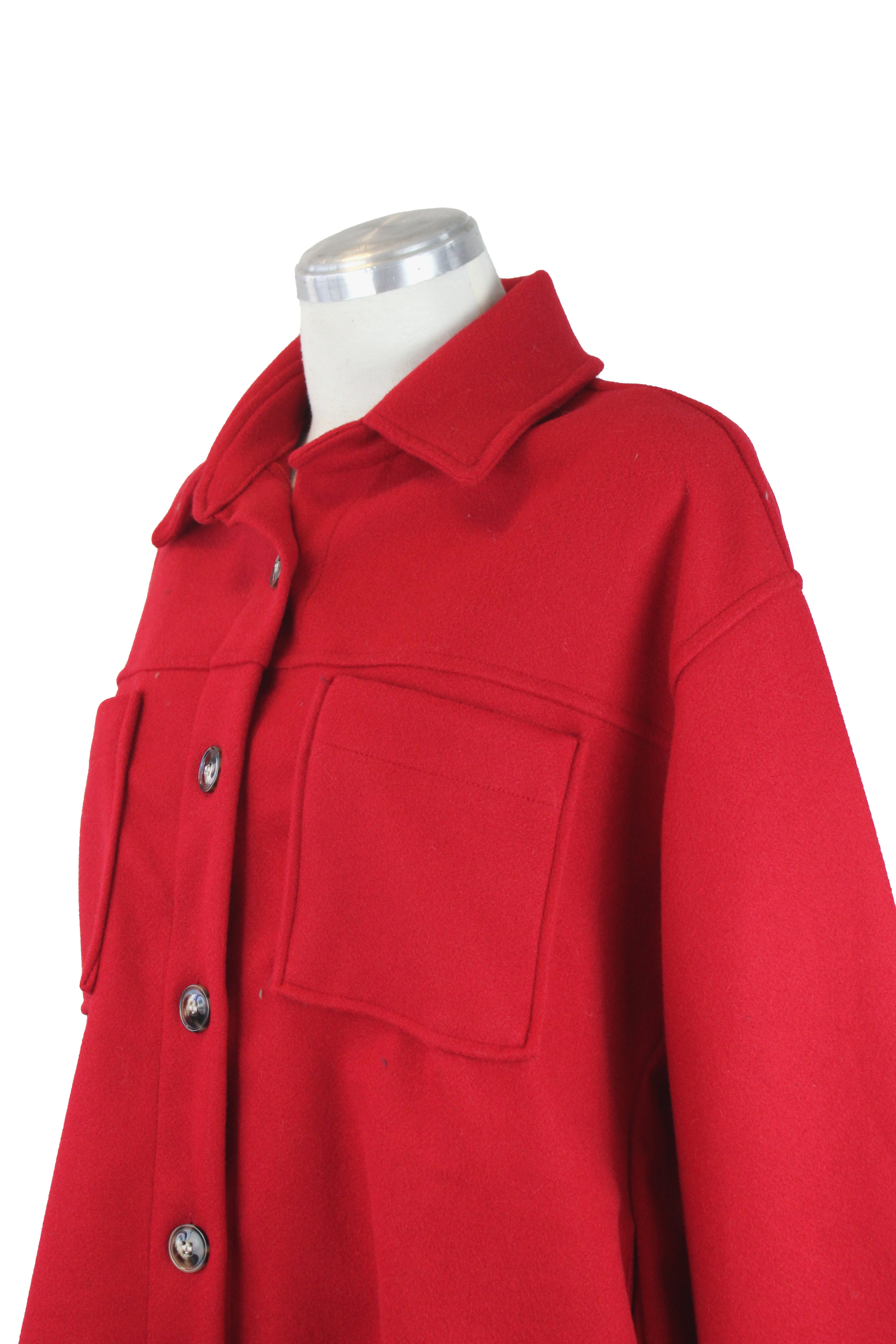 2576 Saco Afelpado con Bolsos y Botones Marmoleados