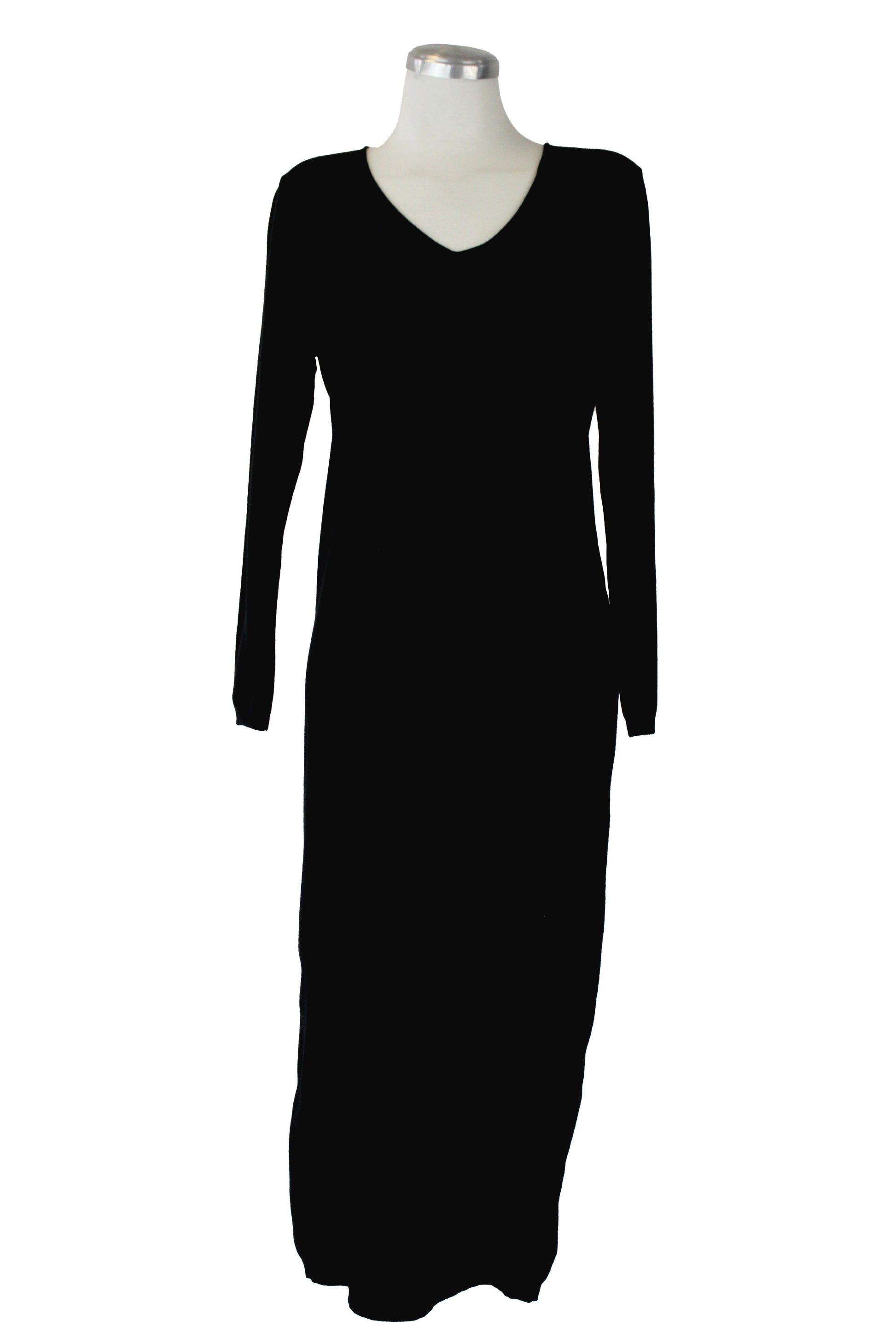 23-0008 Vestido Tipo Suéter Liso Cuello V