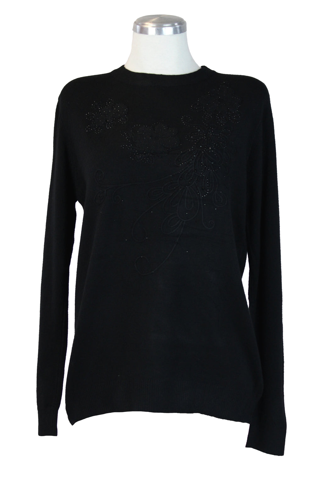 AF23794 Suéter Bordado Flores con Piedras