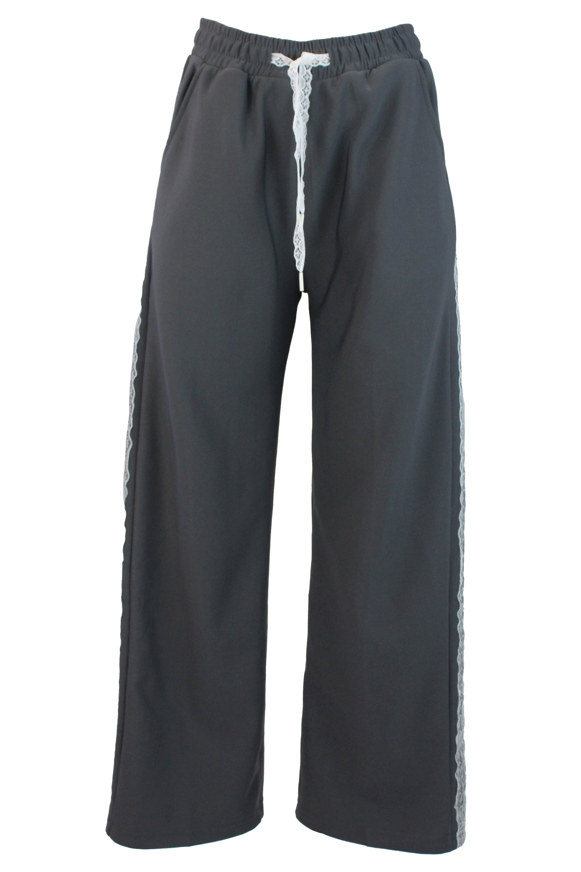K0650 Pantalón Recto con Elástico Y Encaje Lateral