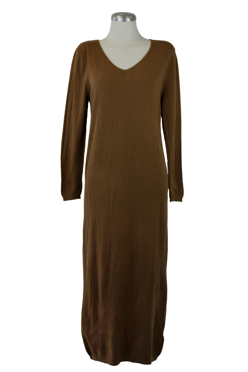 23-0008 Vestido Tipo Suéter Liso Cuello V