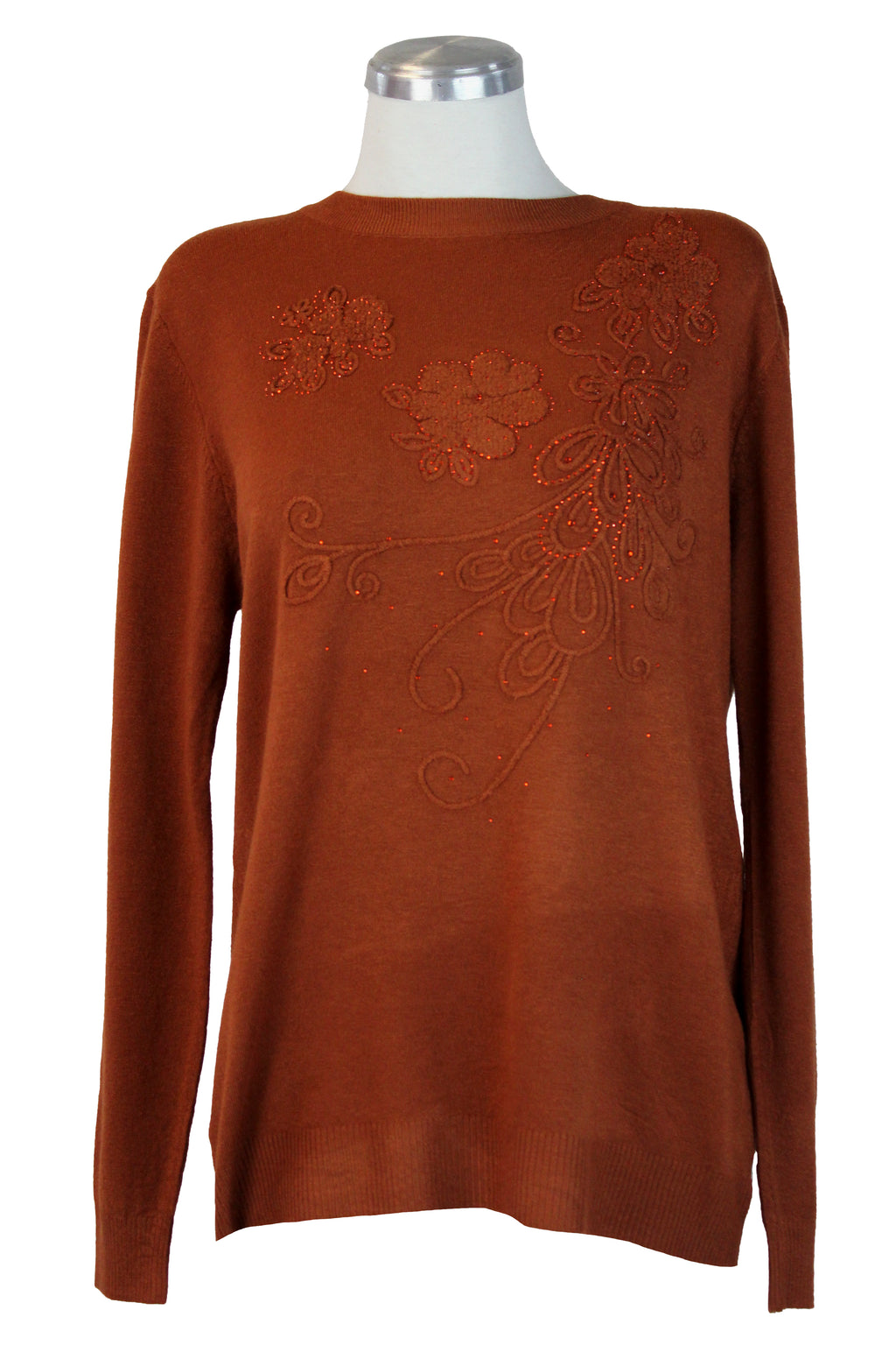 AF23794 Suéter Bordado Flores con Piedras