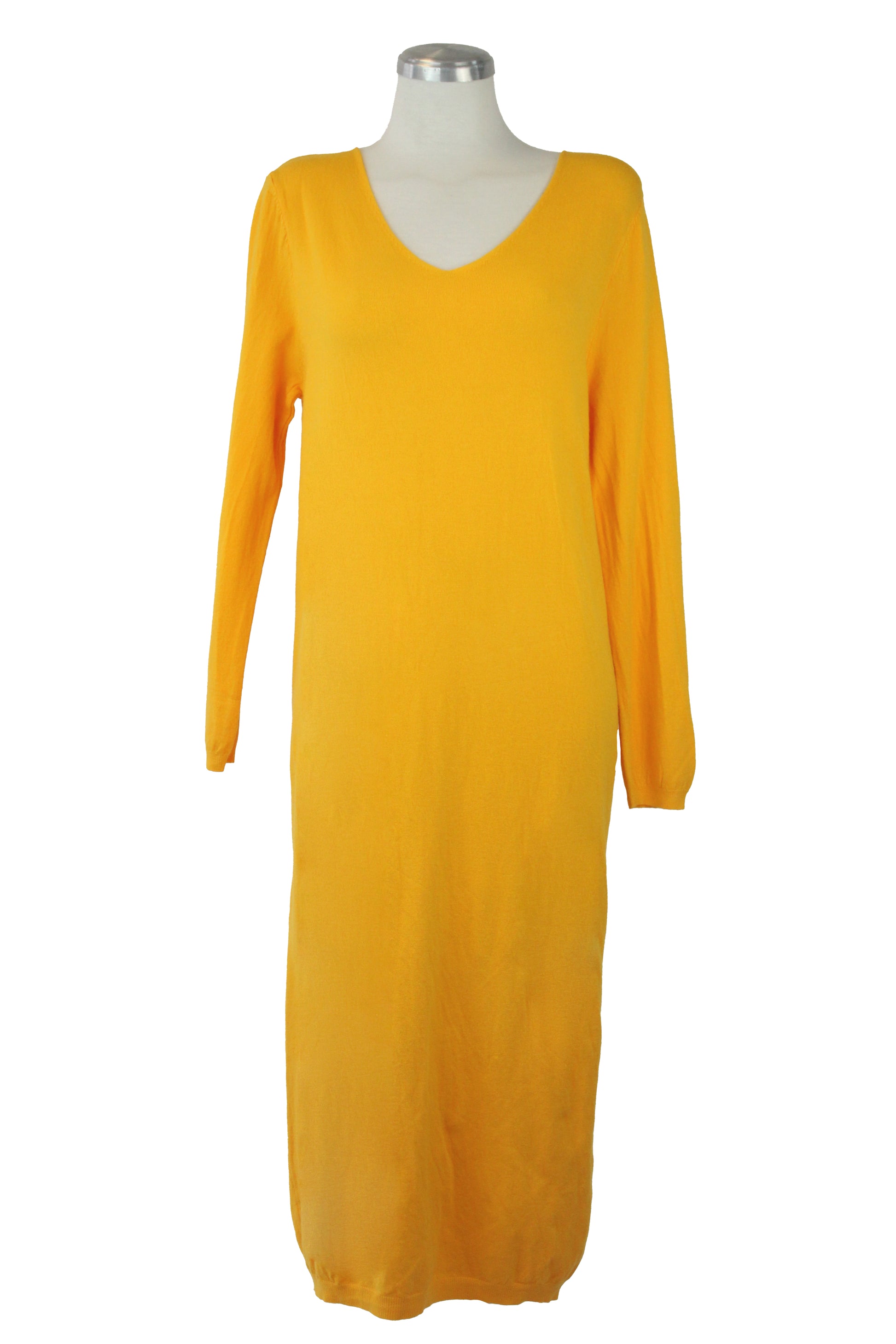 23-0008 Vestido Tipo Suéter Liso Cuello V
