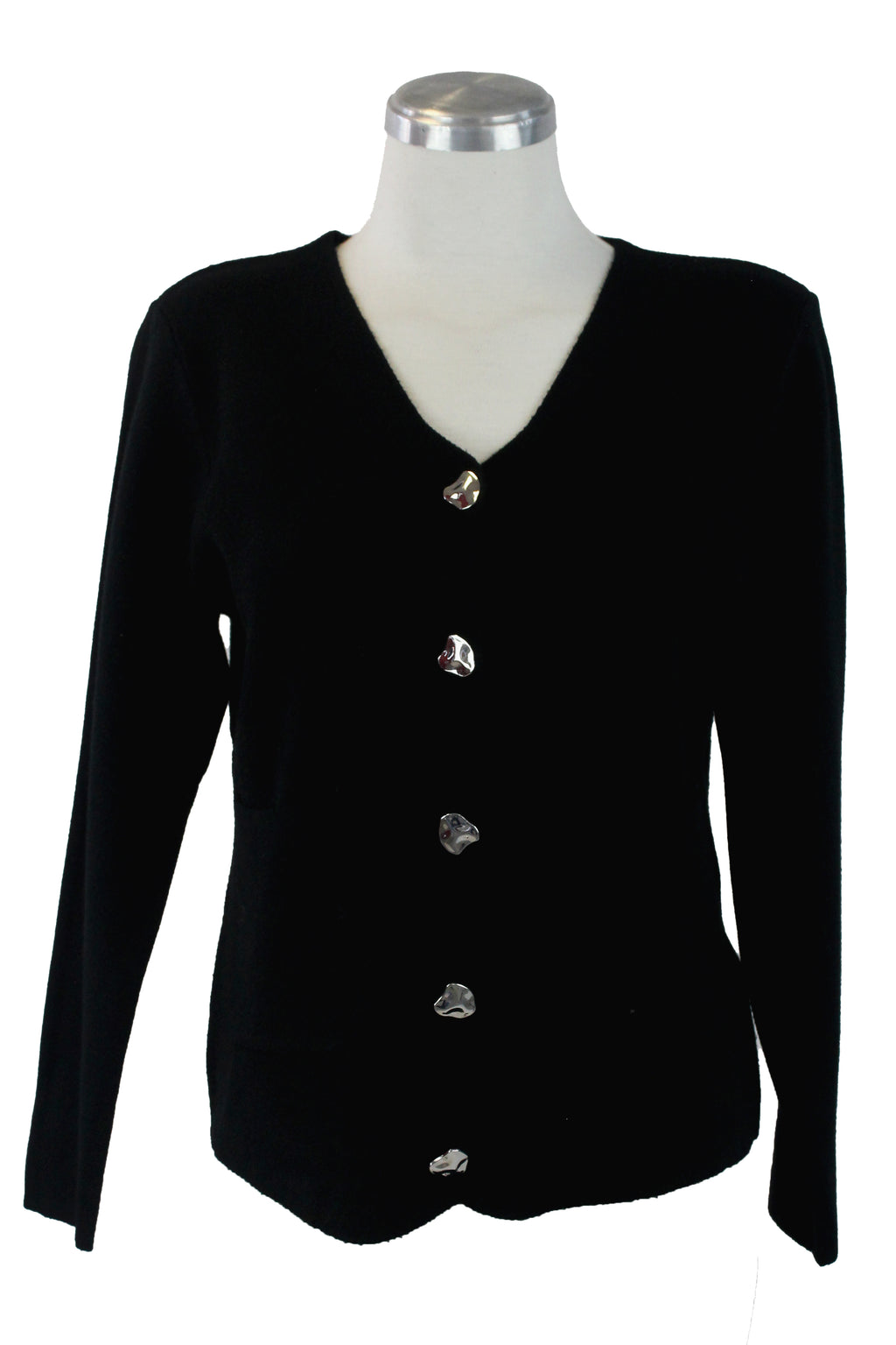 1270 Suéter de Botones Irregulares y Bolsillos