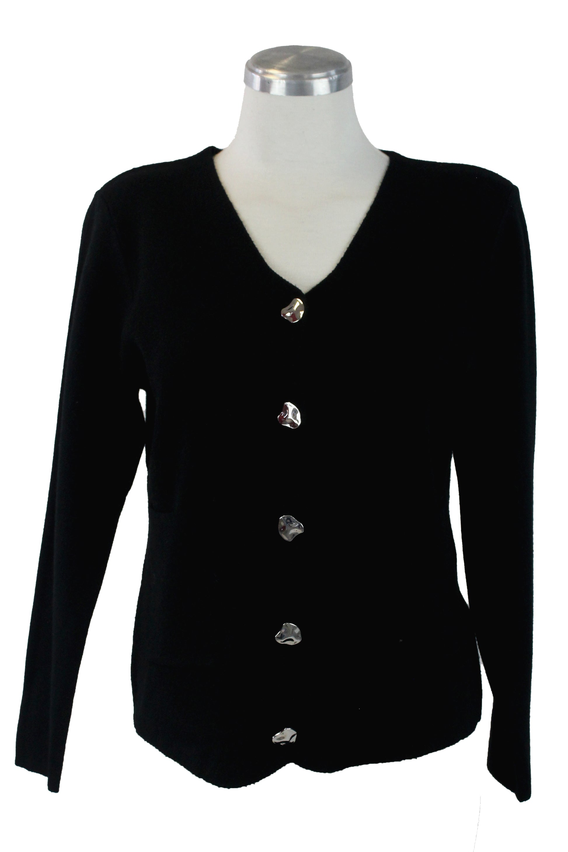 1270 Suéter de Botones Irregulares y Bolsillos