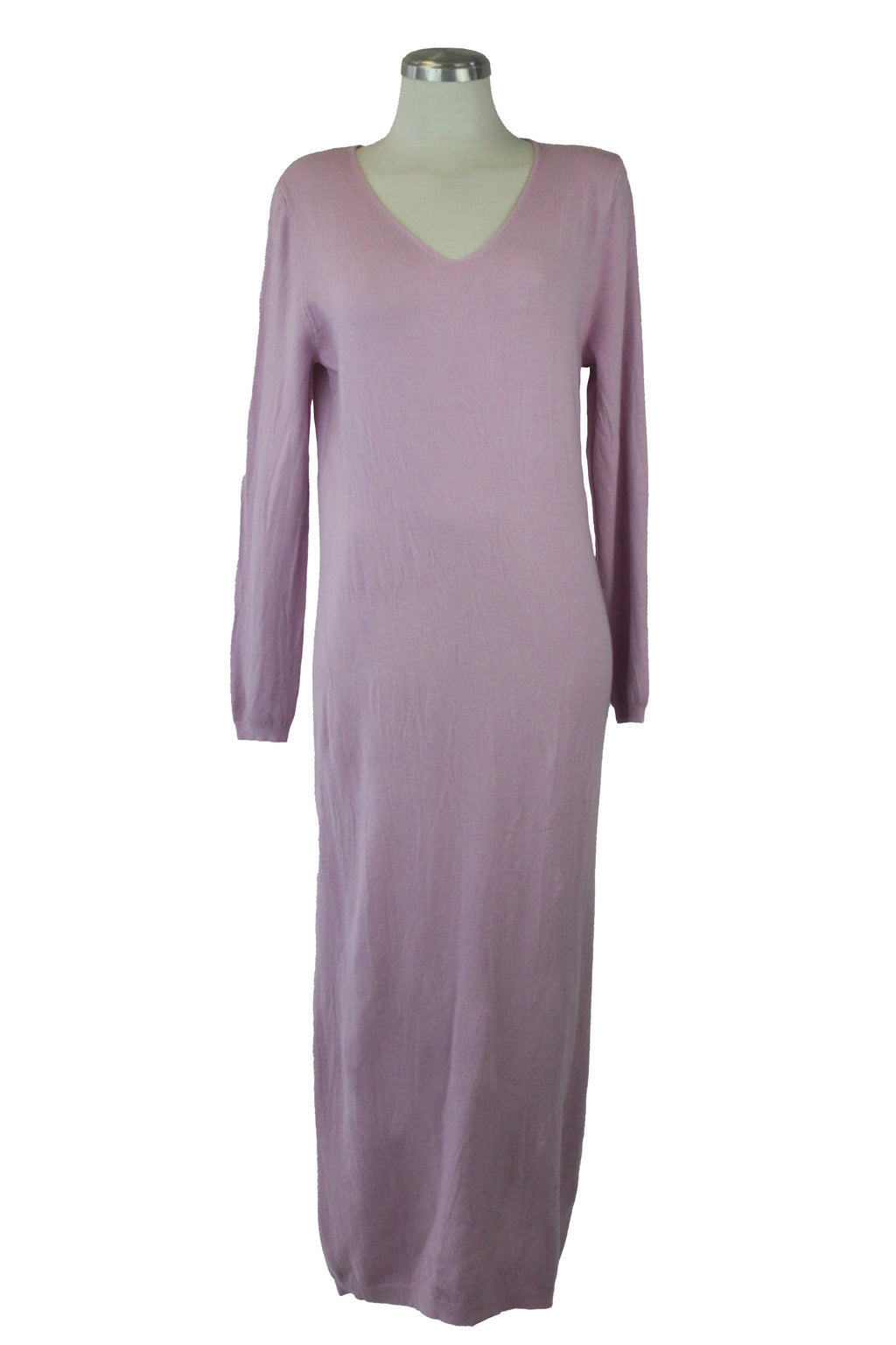 23-0008 Vestido Tipo Suéter Liso Cuello V