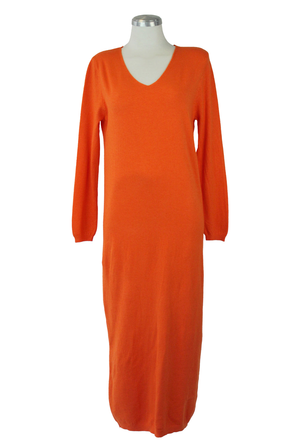 23-0008 Vestido Tipo Suéter Liso Cuello V