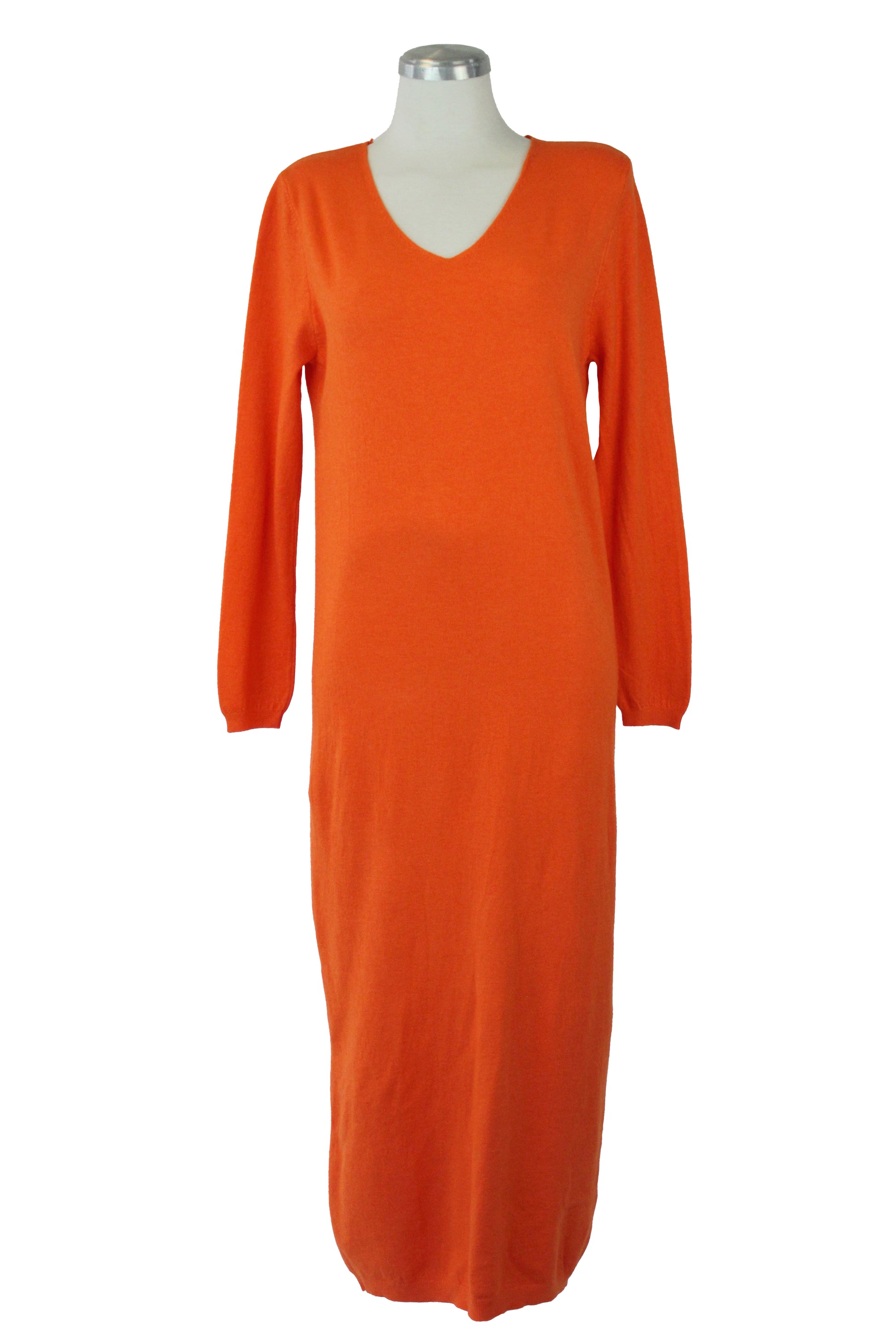 23-0008 Vestido Tipo Suéter Liso Cuello V
