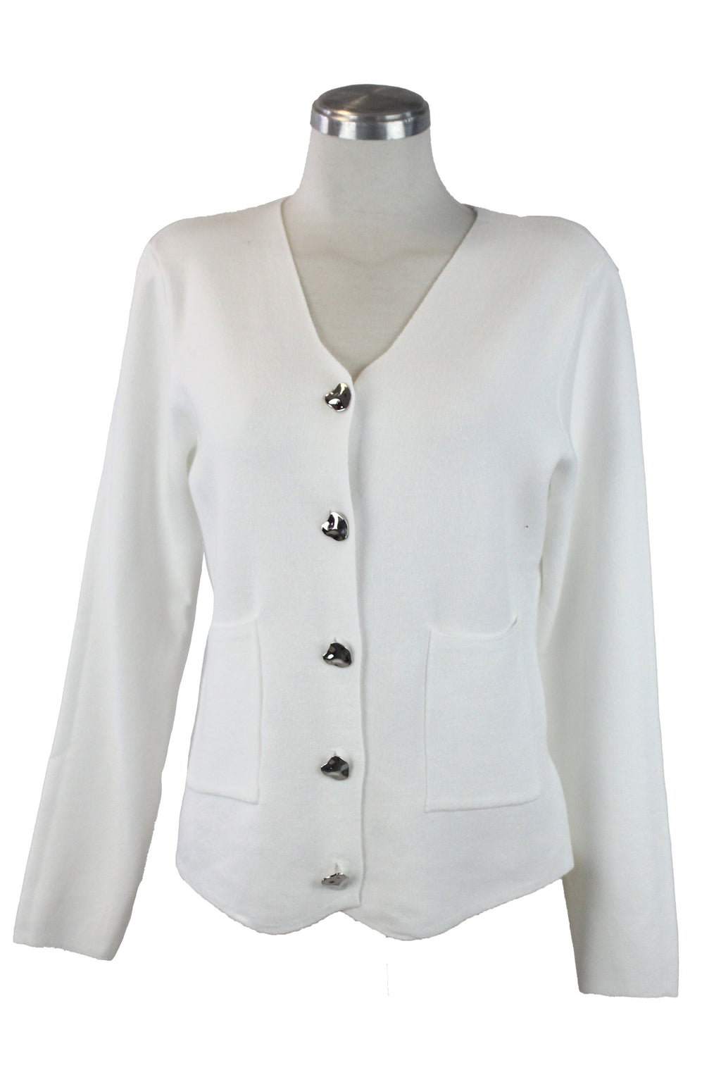 1270 Suéter de Botones Irregulares y Bolsillos