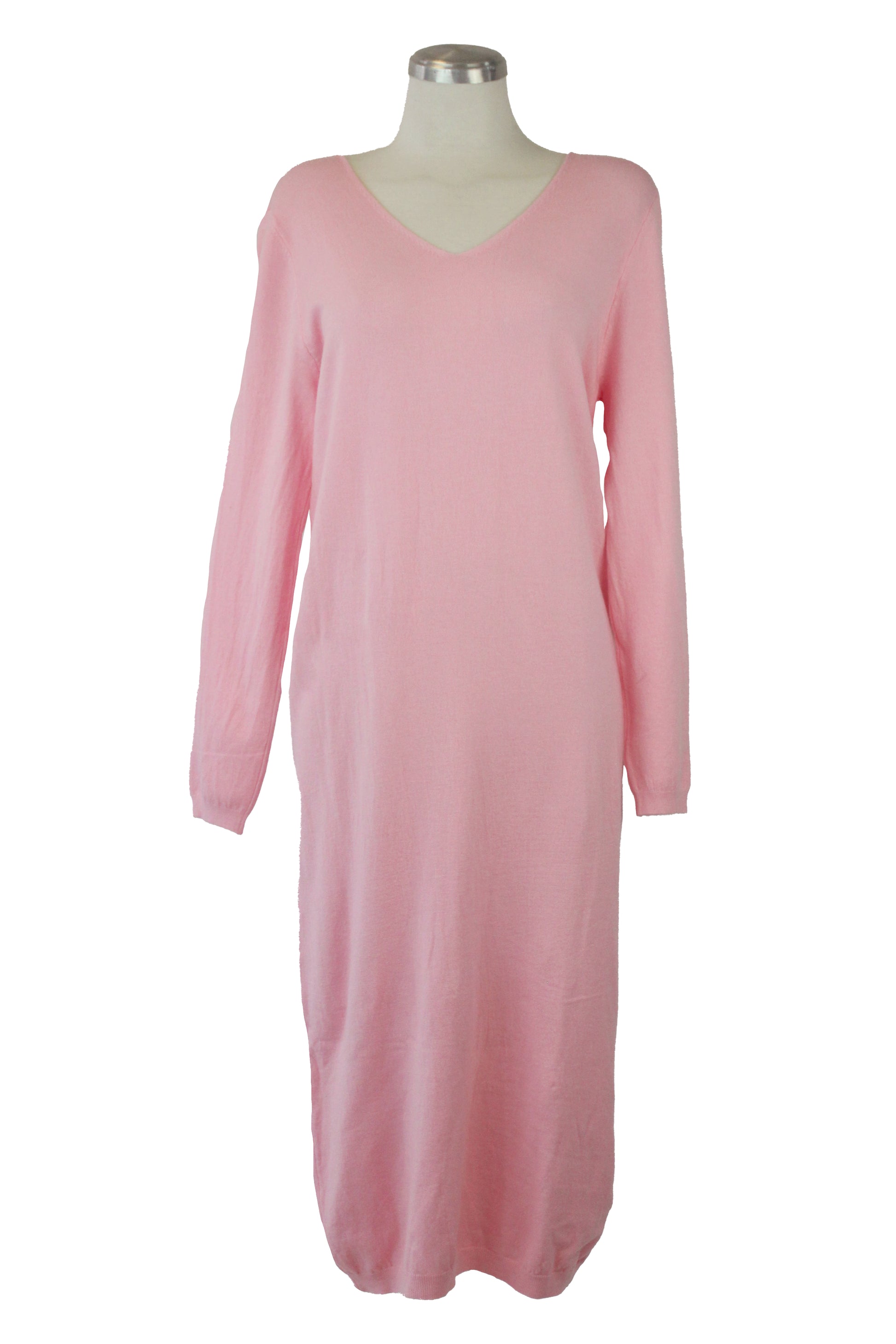 23-0008 Vestido Tipo Suéter Liso Cuello V