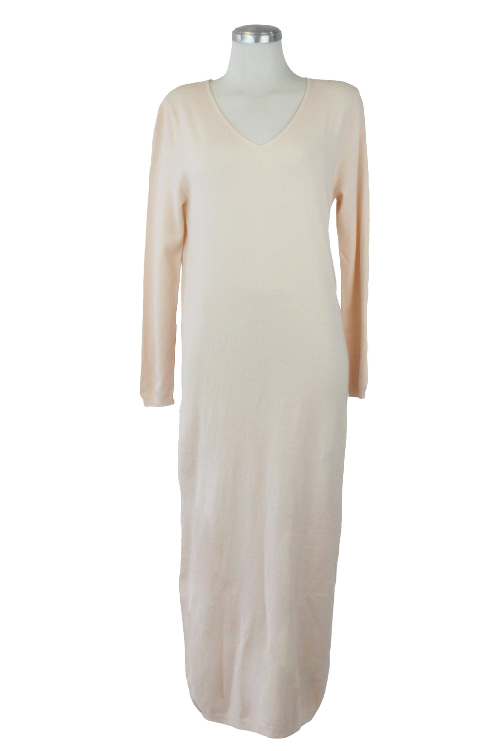 23-0008 Vestido Tipo Suéter Liso Cuello V