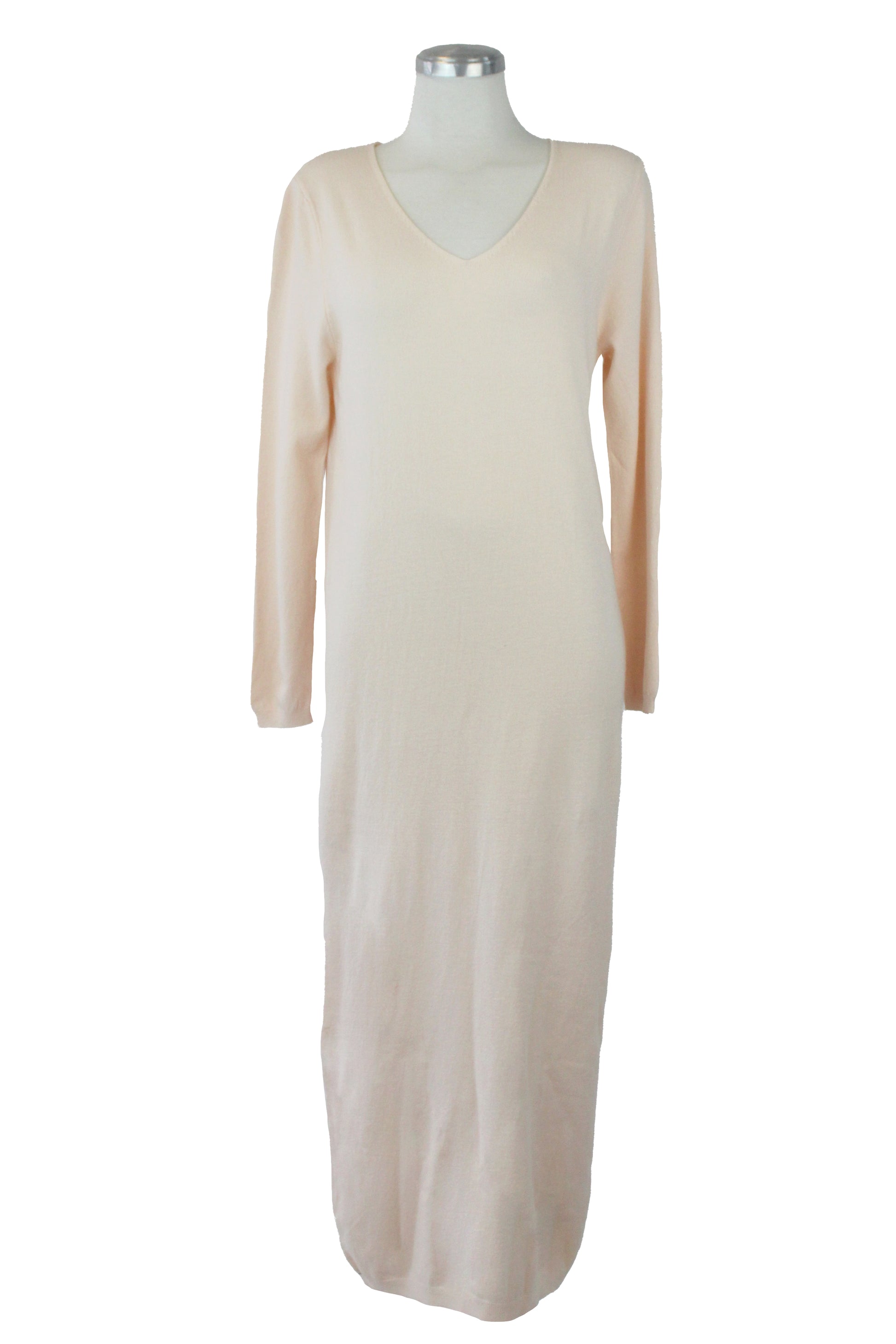 23-0008 Vestido Tipo Suéter Liso Cuello V