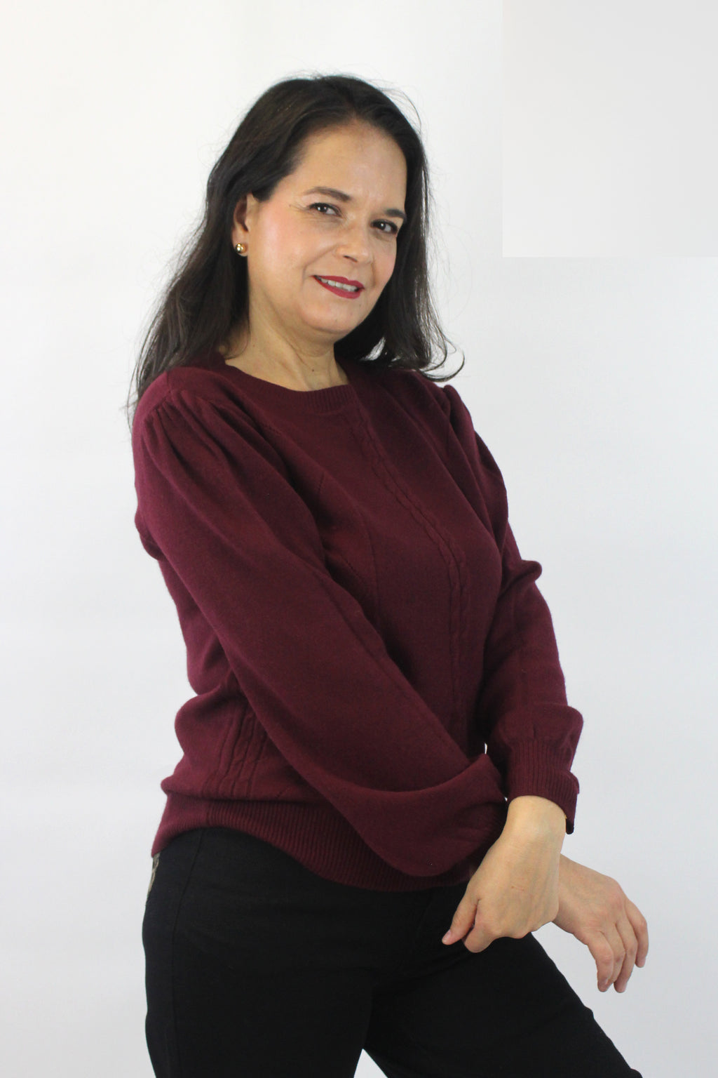 3260 Suéter Tejido Trenza y Rombos de Costura