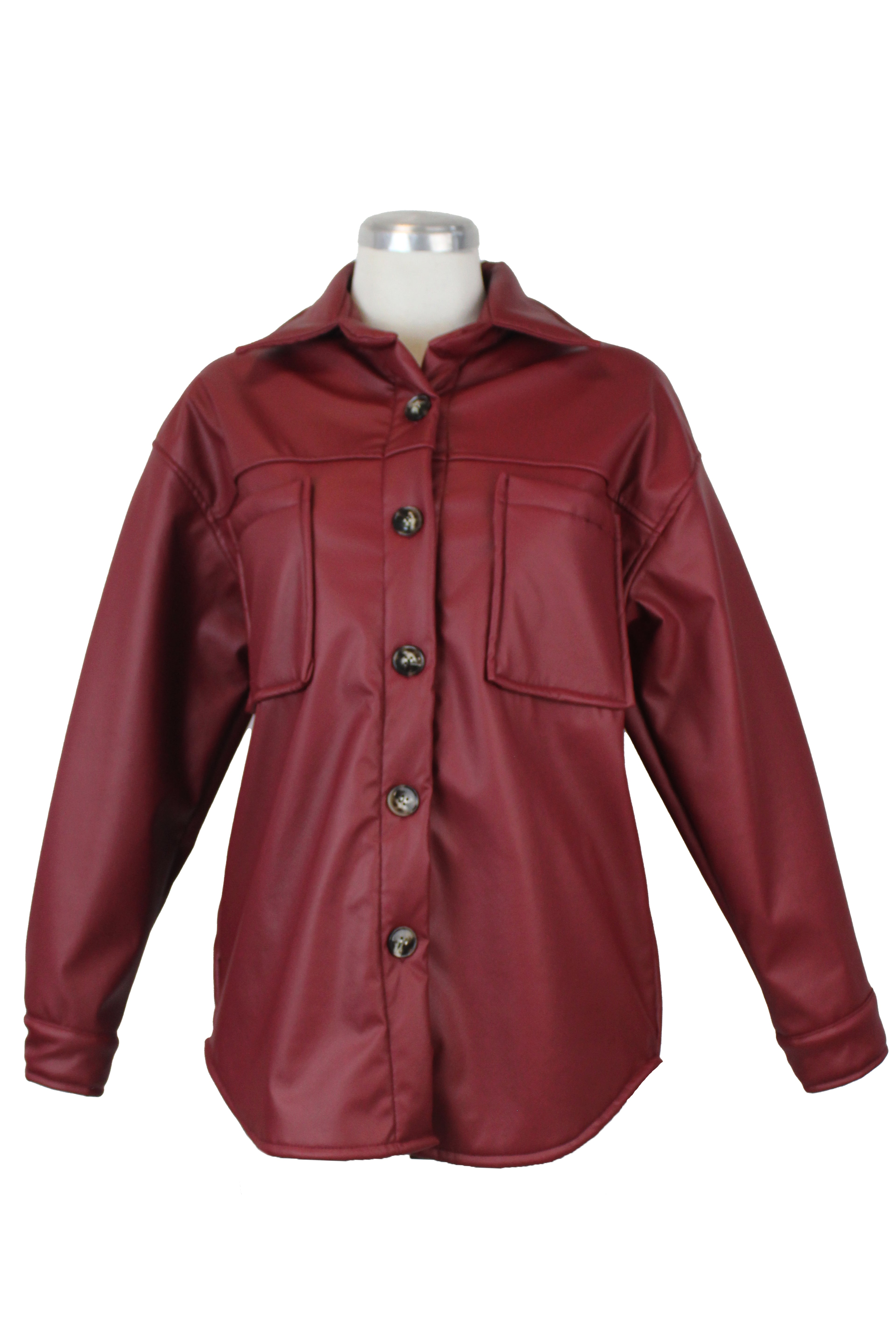 2659 Chamarra Vinipiel de Botones con Borrego