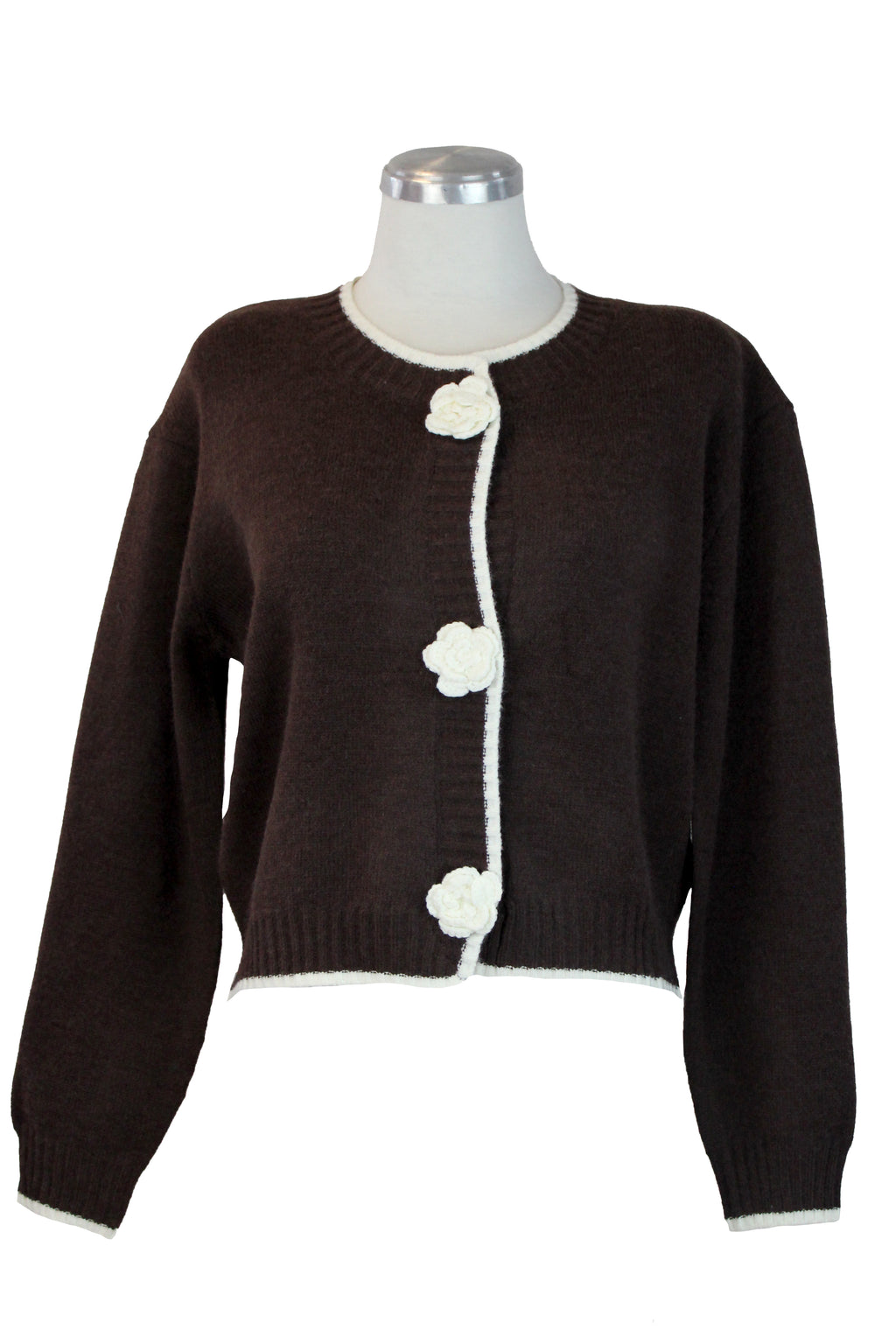 MKN-24222 Suéter tipo Chaleco Flores Bordadas