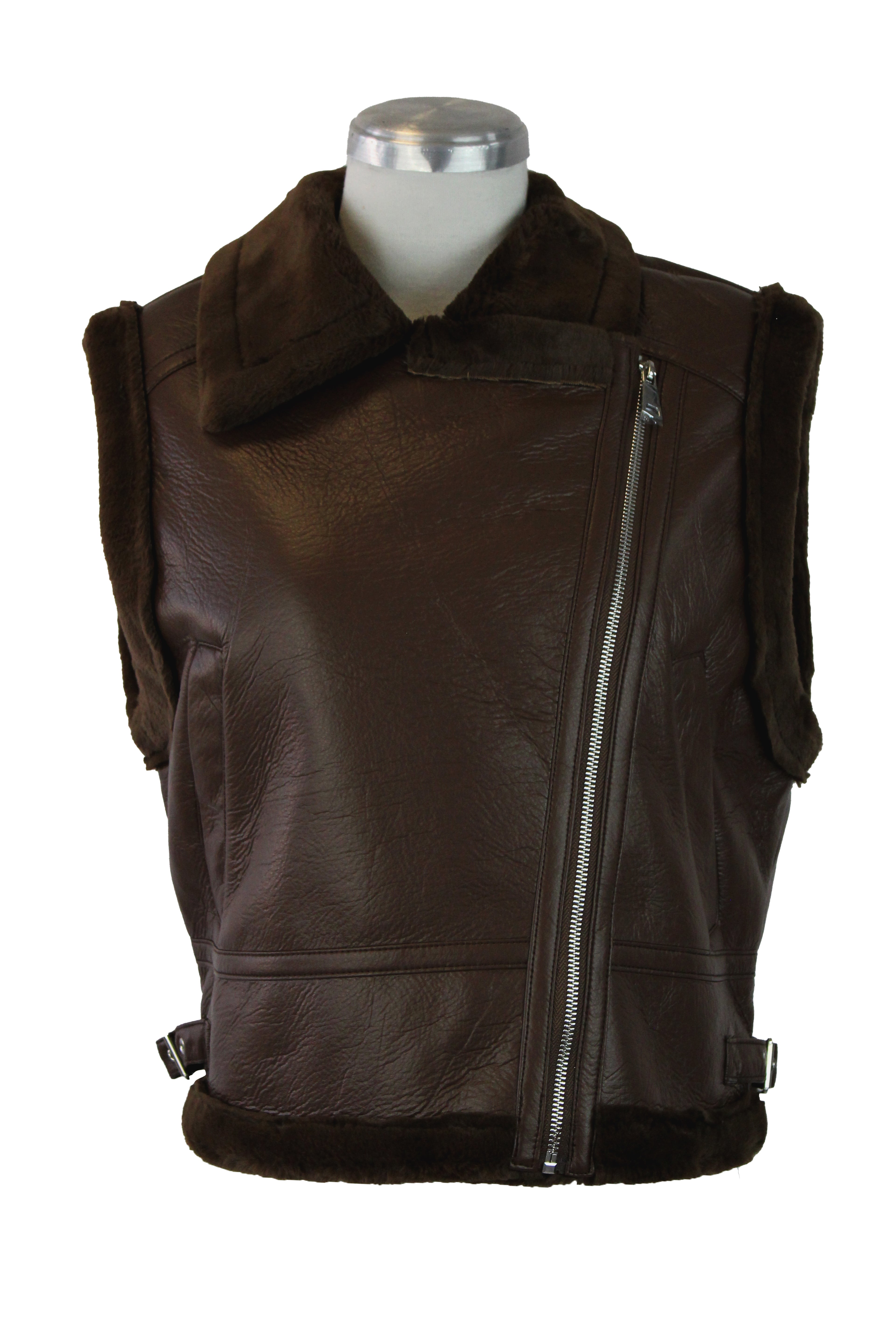 7726 Chaleco Con Zipper Bordes Afelpados