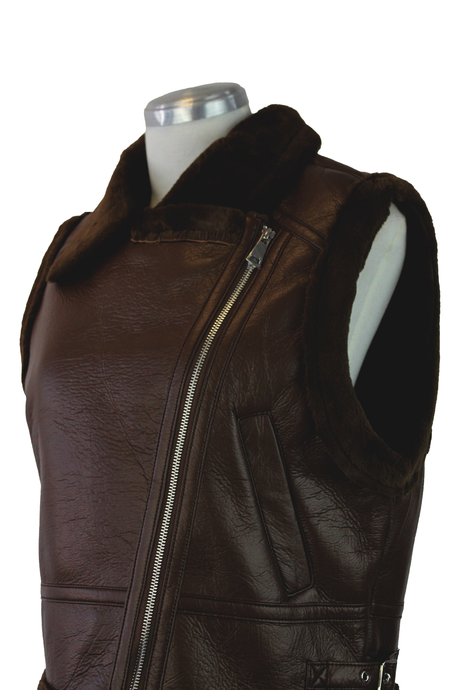 7726 Chaleco Con Zipper Bordes Afelpados