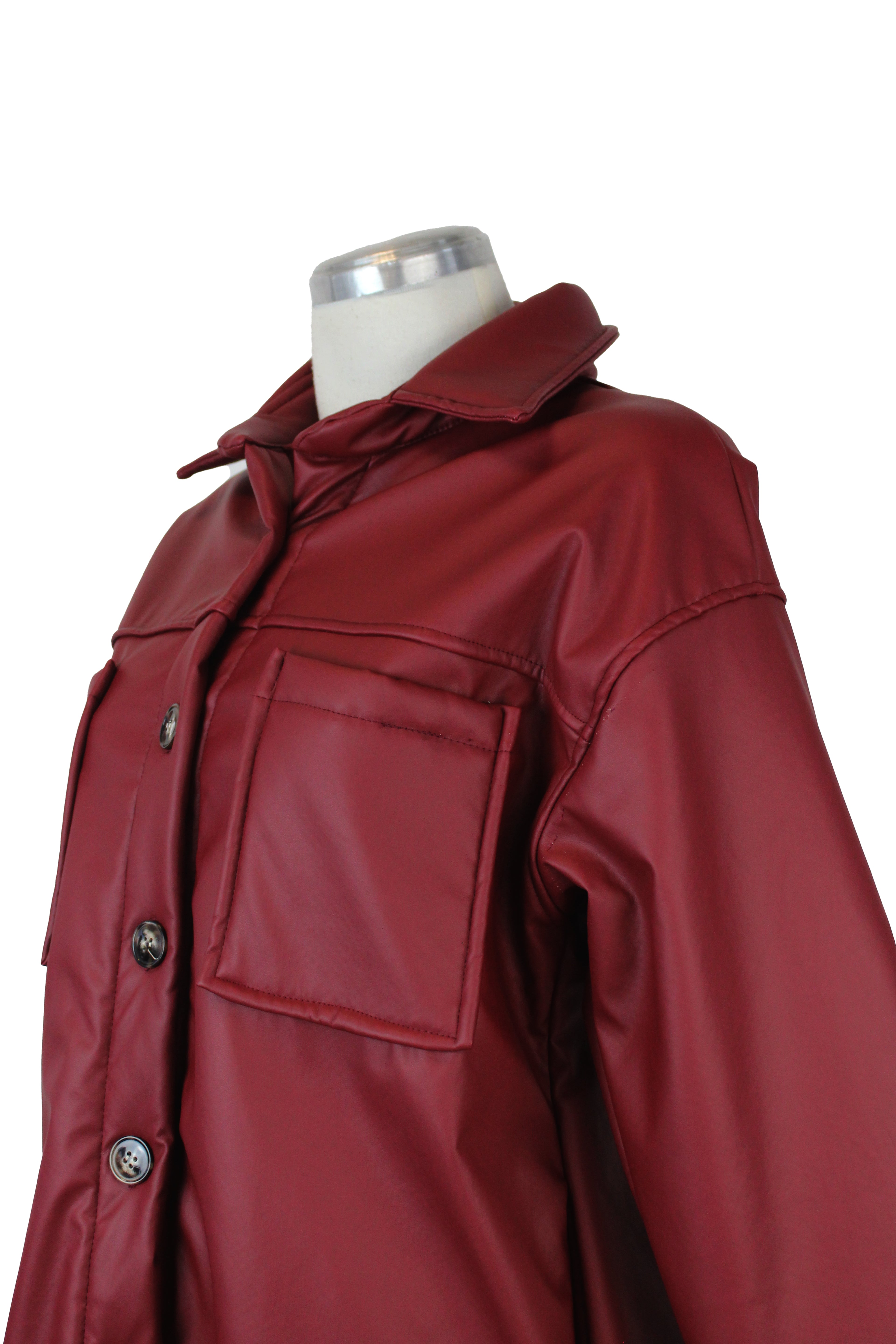 2659 Chamarra Vinipiel de Botones con Borrego