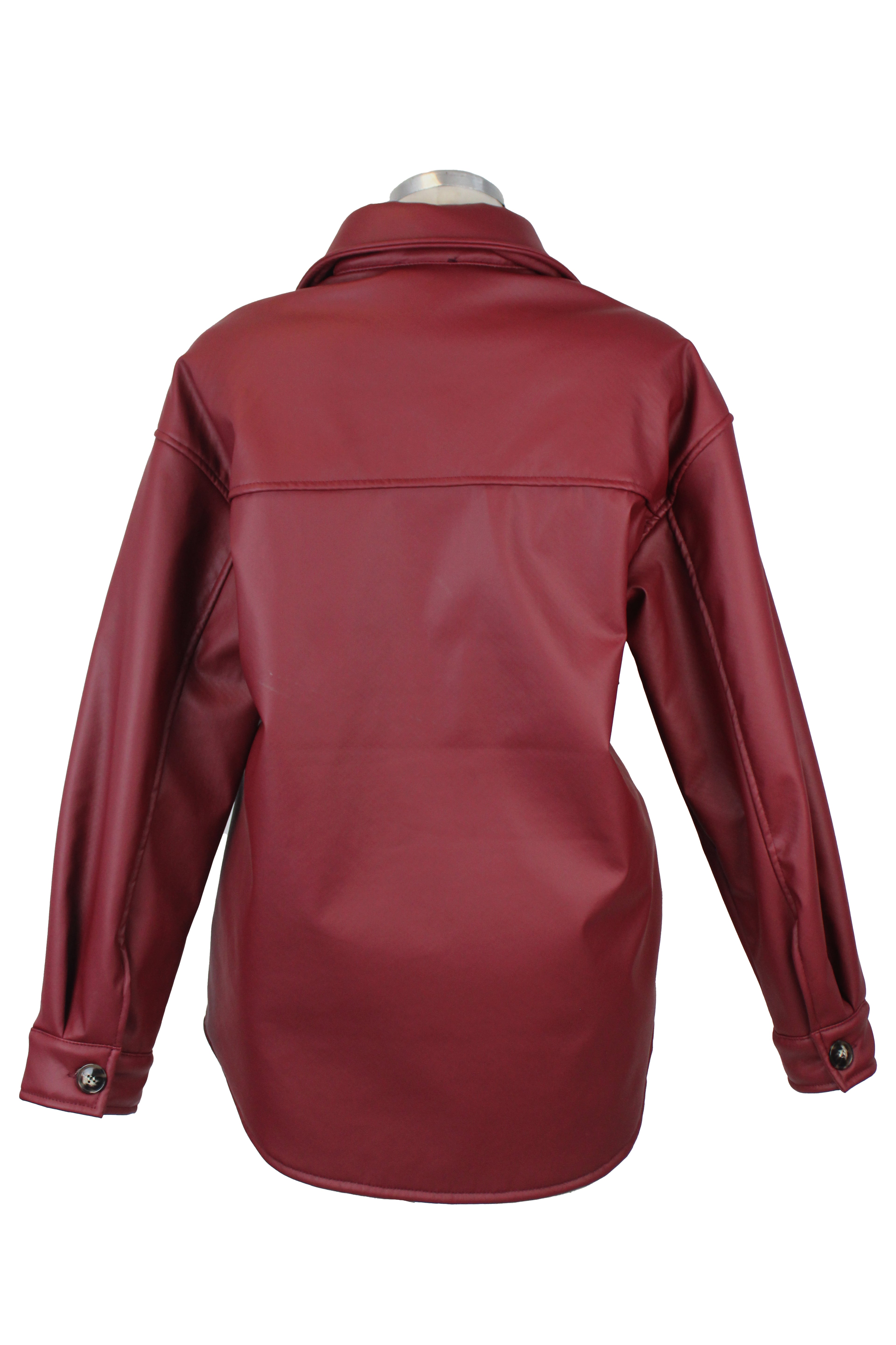 2659 Chamarra Vinipiel de Botones con Borrego