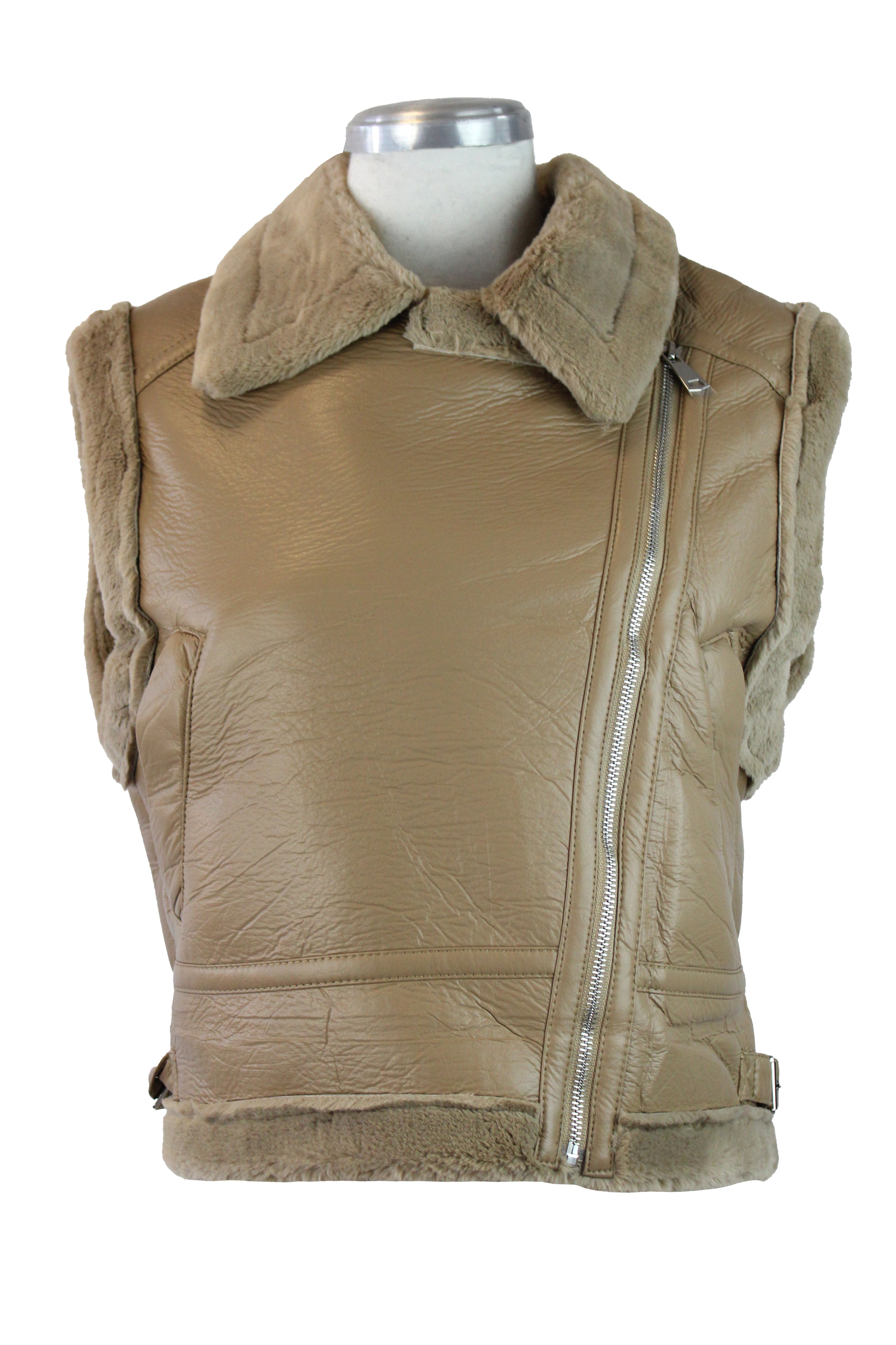 7726 Chaleco Con Zipper Bordes Afelpados